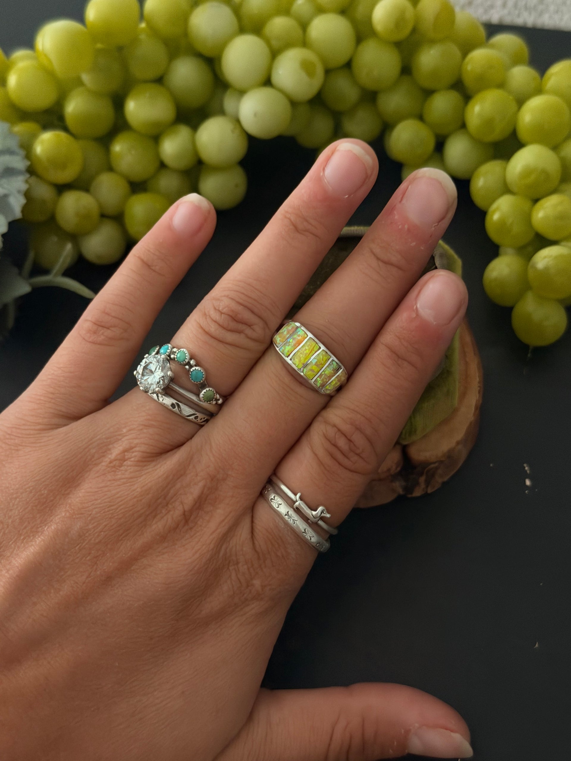 Navajo Made Opal & Sterling Silver Ring
