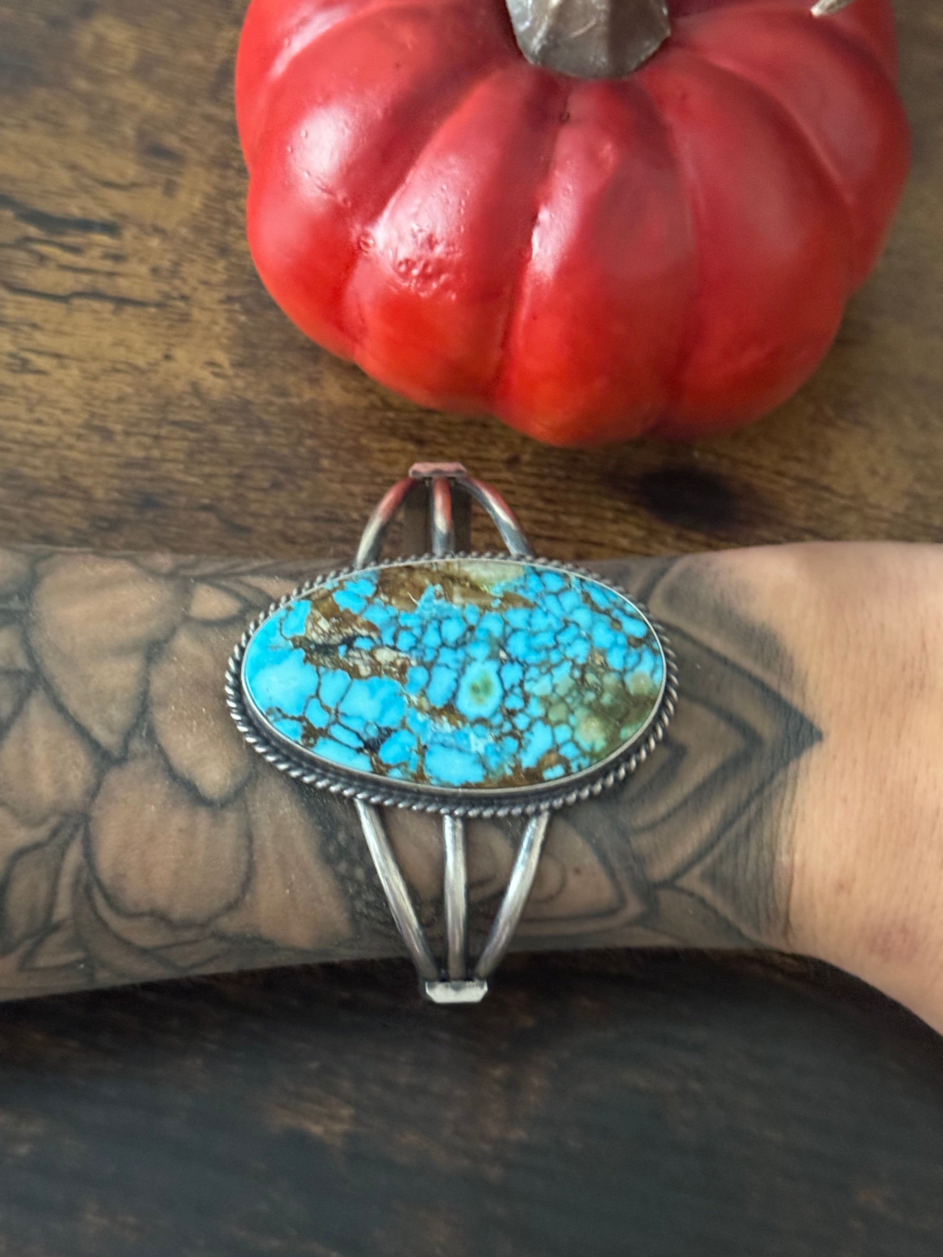 Dave Skeets Birds Eye Kingman Turquoise & Sterling Silver Cuff Bracelet