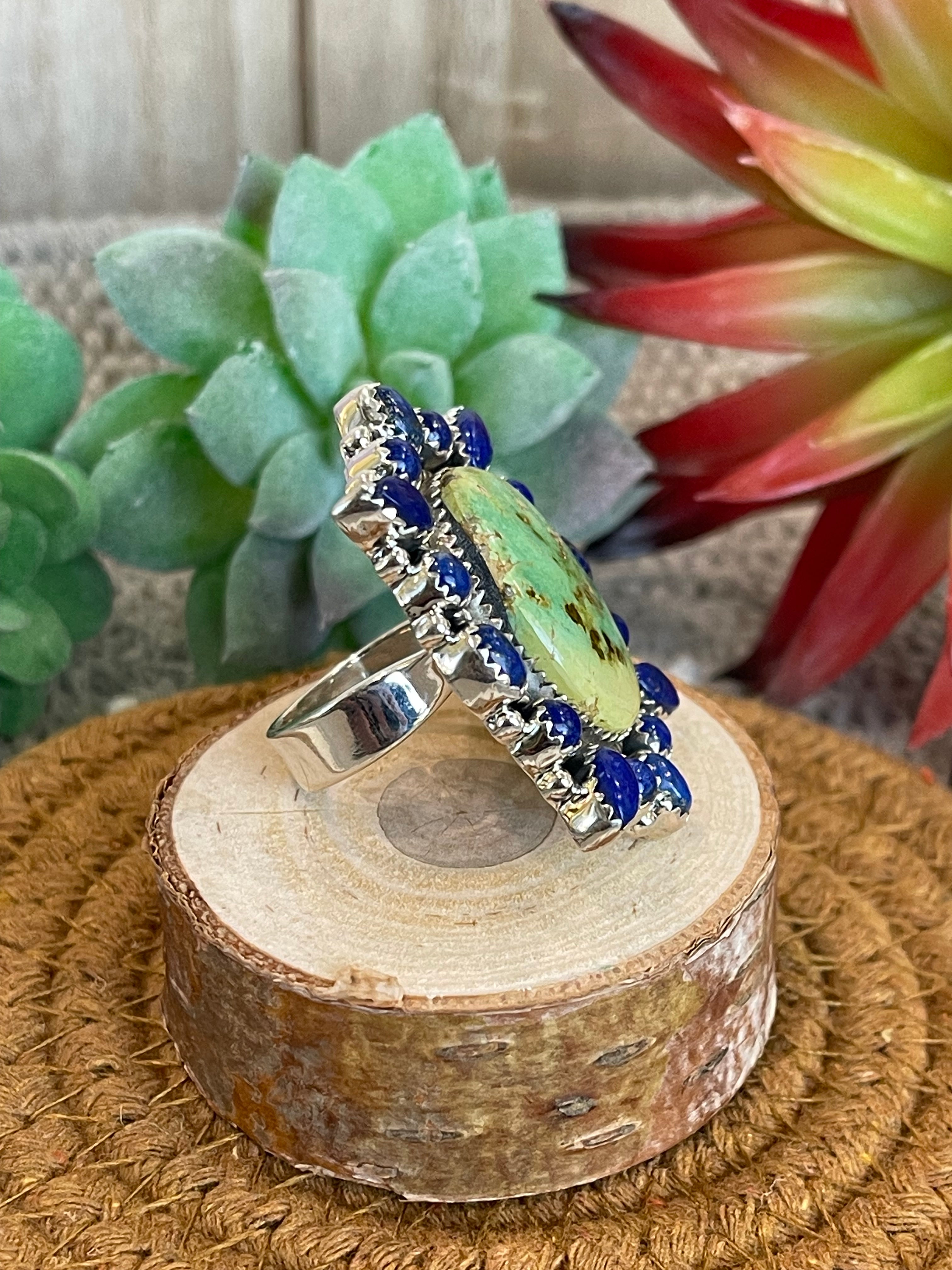 Southwest Handmade Multi Stone & Sterling Silver Adjustable Ring