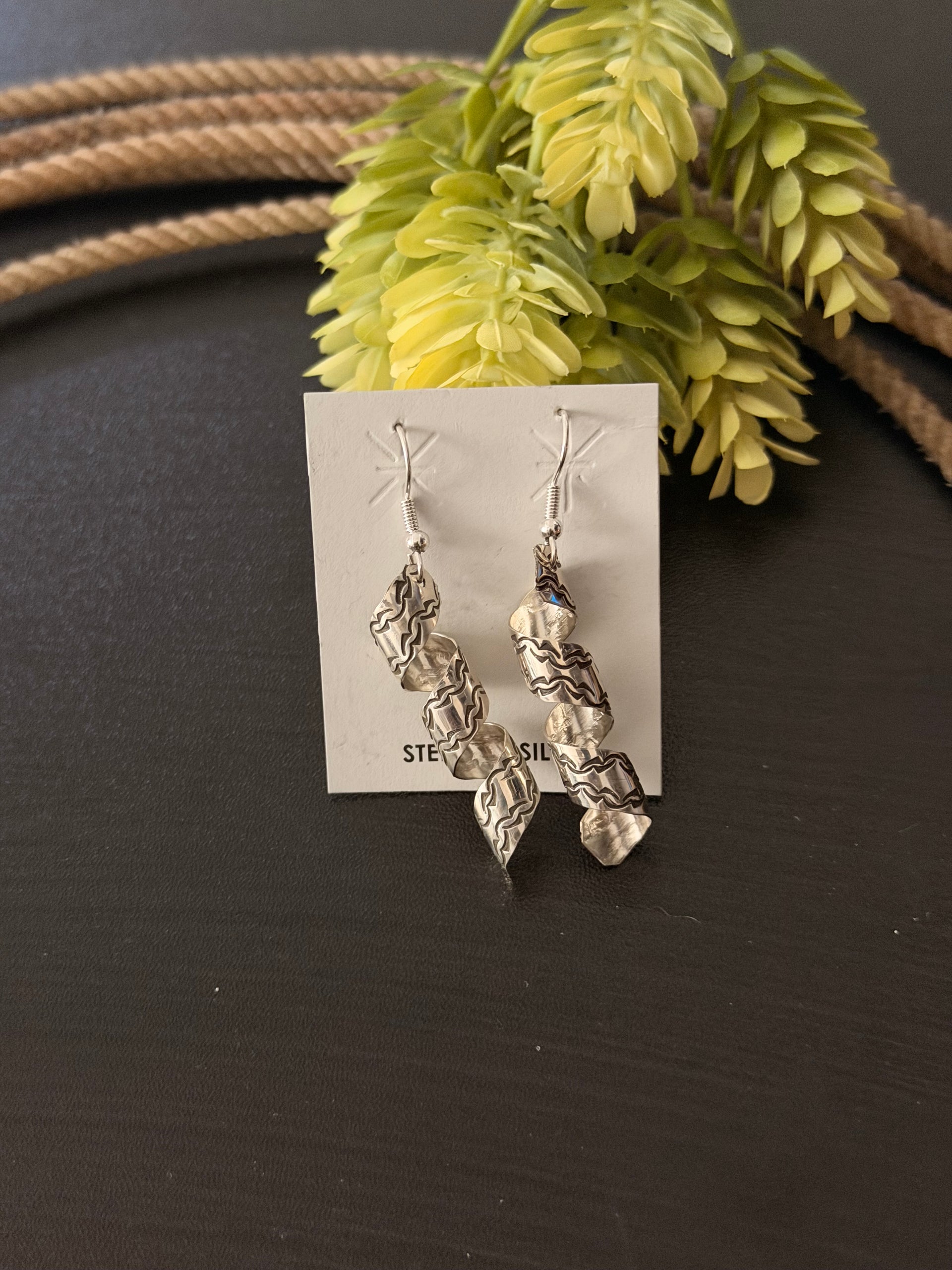 Navajo Made Sterling Silver Dangle Earrings