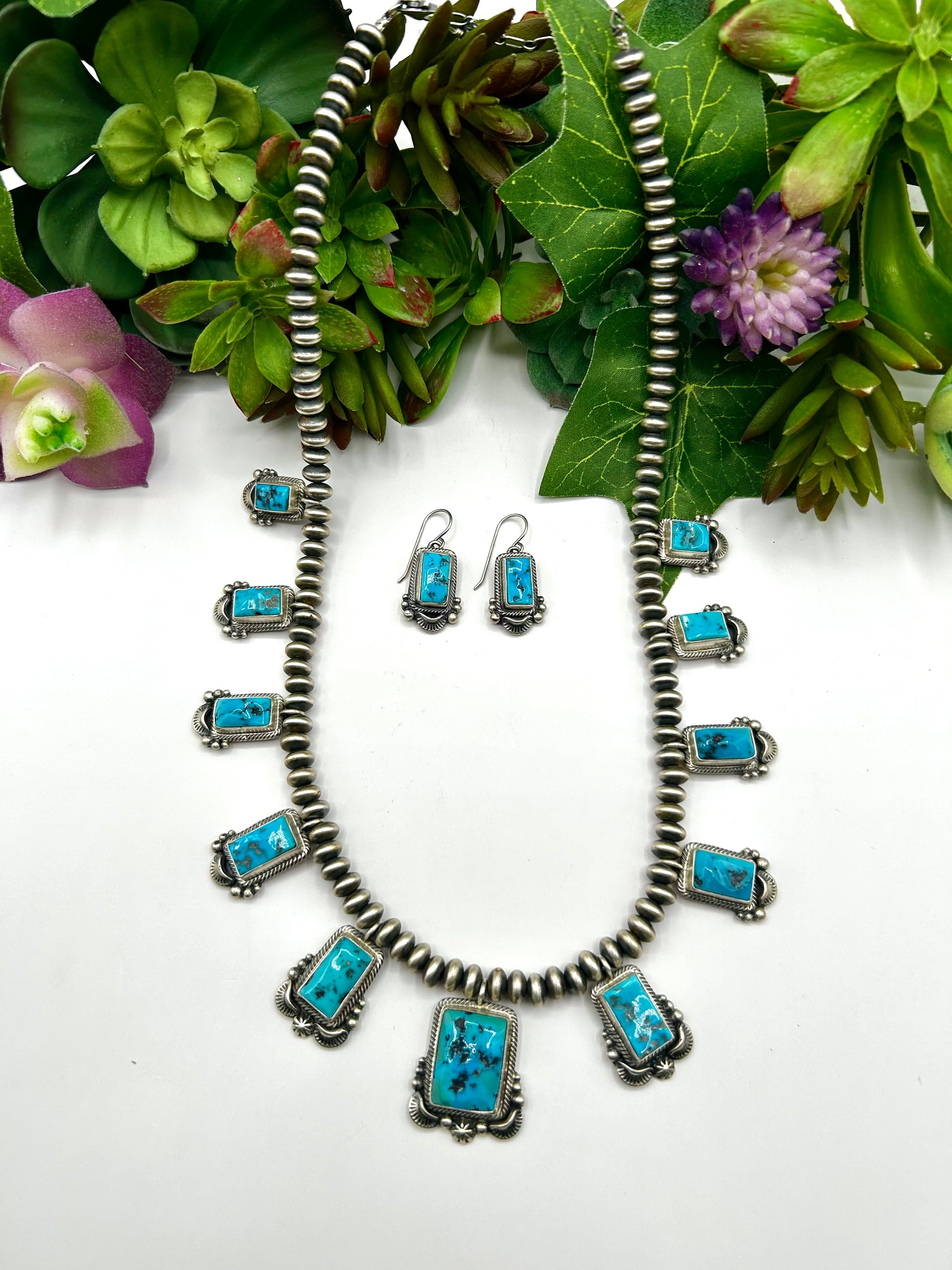 Randy Boyd Sleeping Beauty Turquoise & Sterling Silver Necklace Set