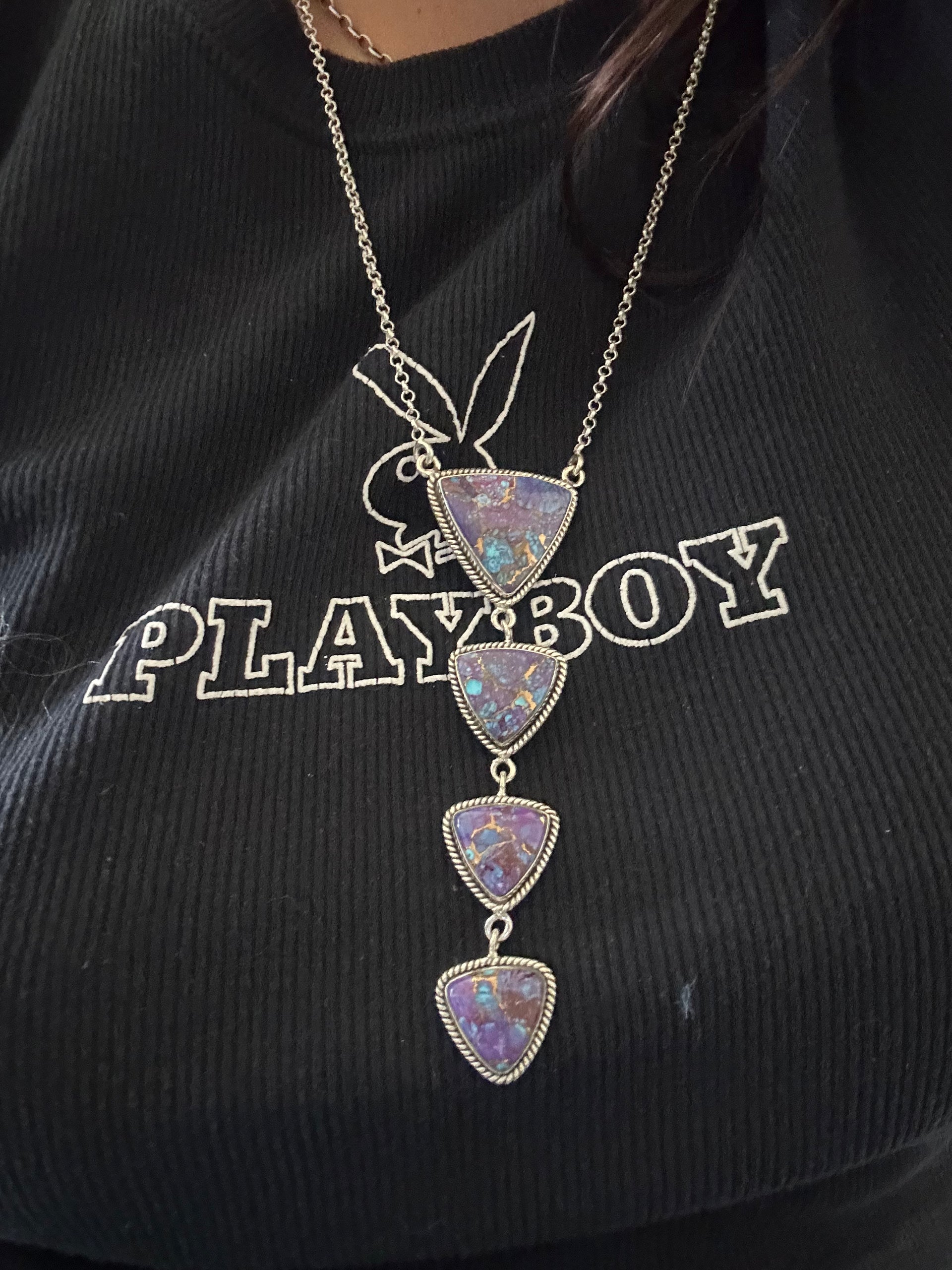 Southwest Made Mohave Turquoise & Sterling Silver Necklace