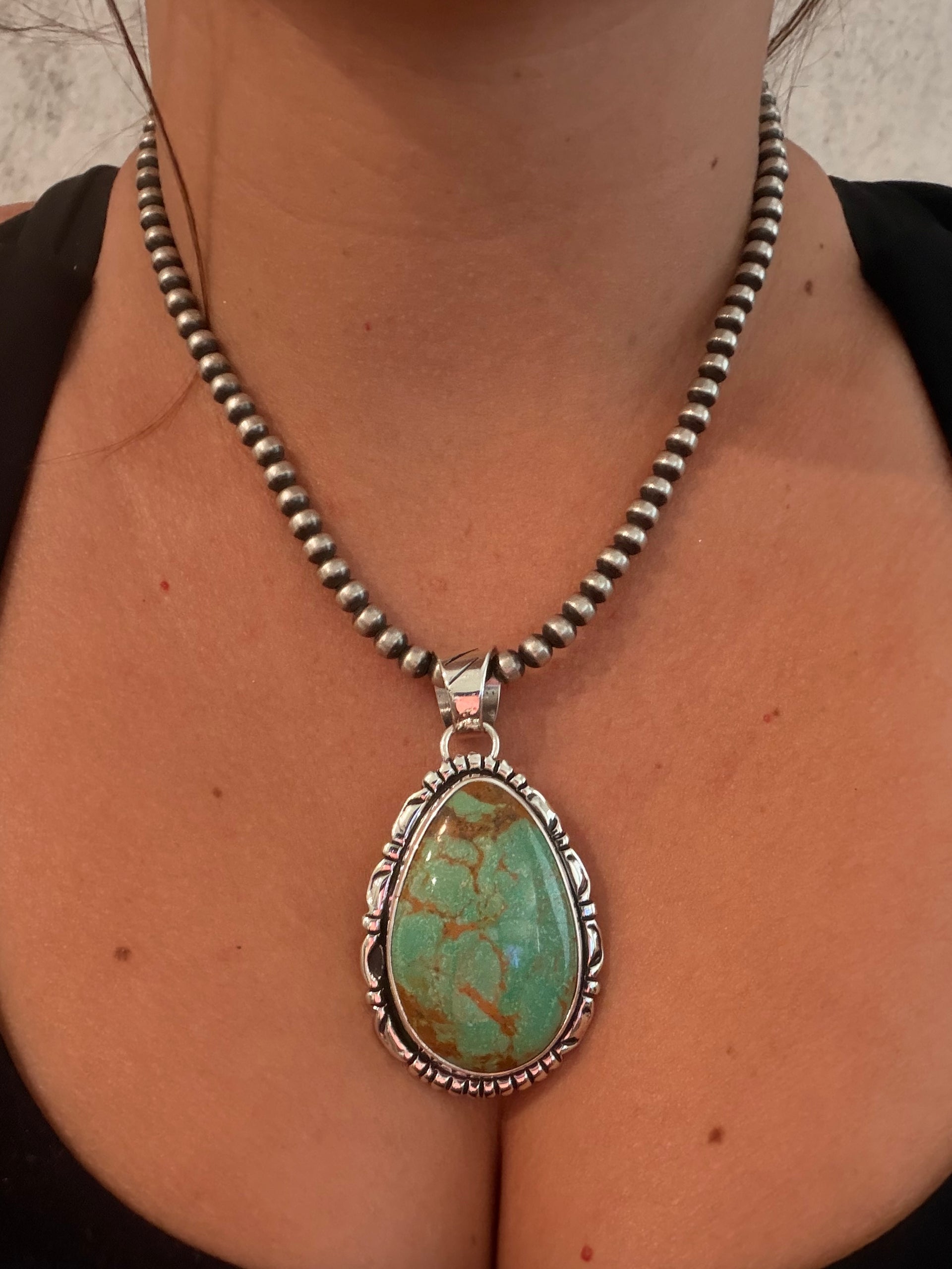Navajo Made Royston Turquoise & Sterling Silver Pendant