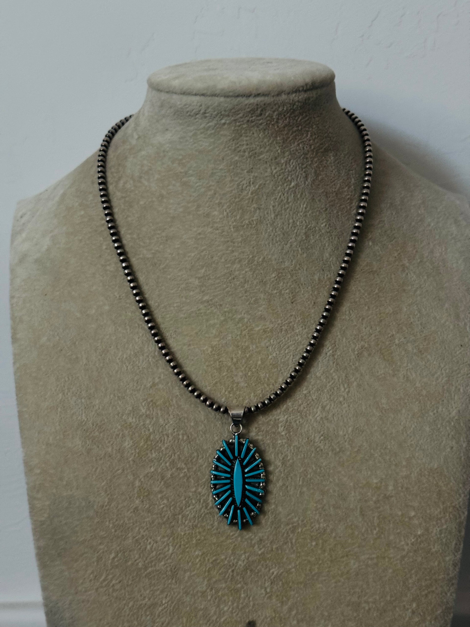 Carmichael Haloo Kingman Turquoise & Sterling Silver Cluster Pendant