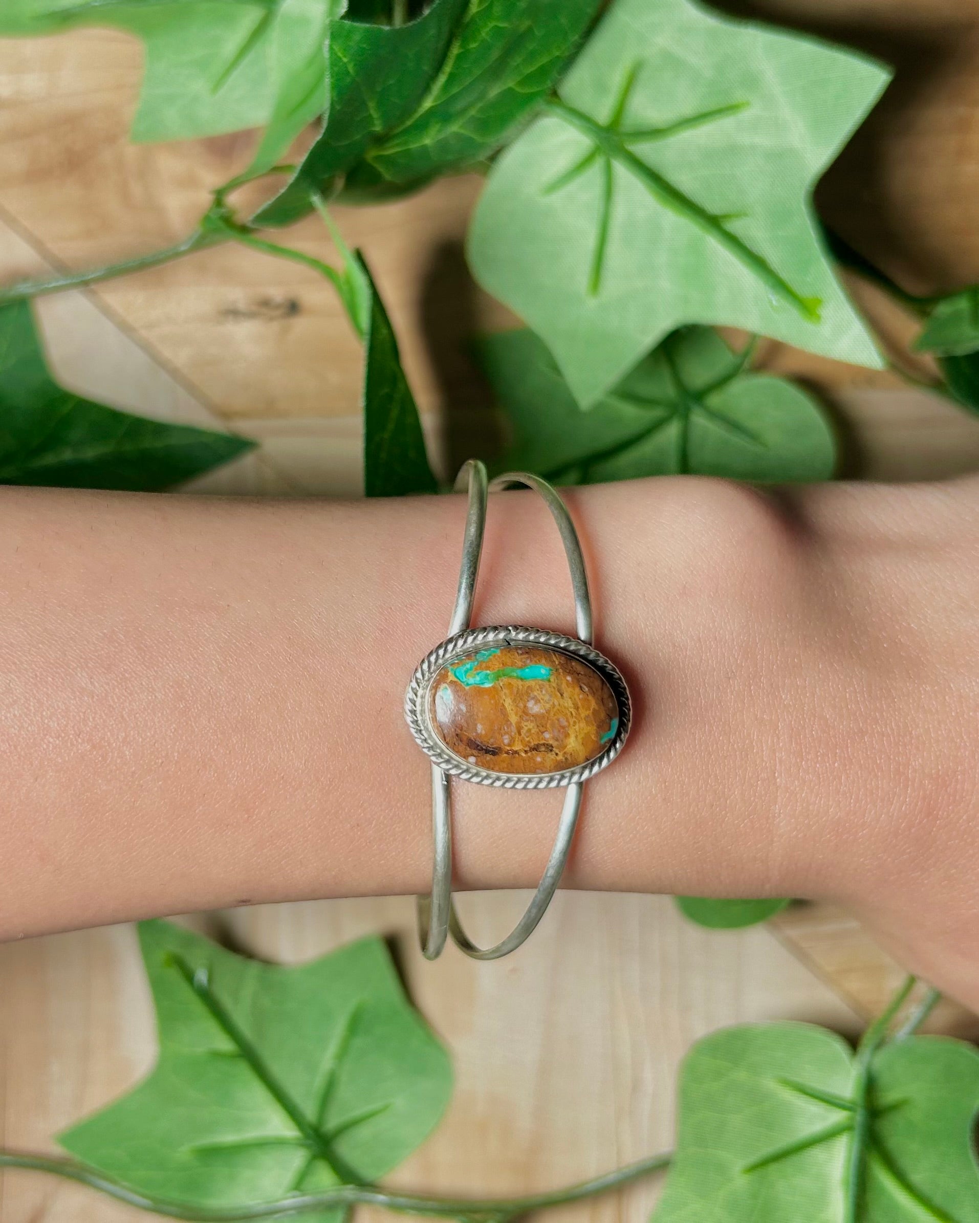 Navajo Made Royston Turquoise & Sterling Silver Cuff Bracelet