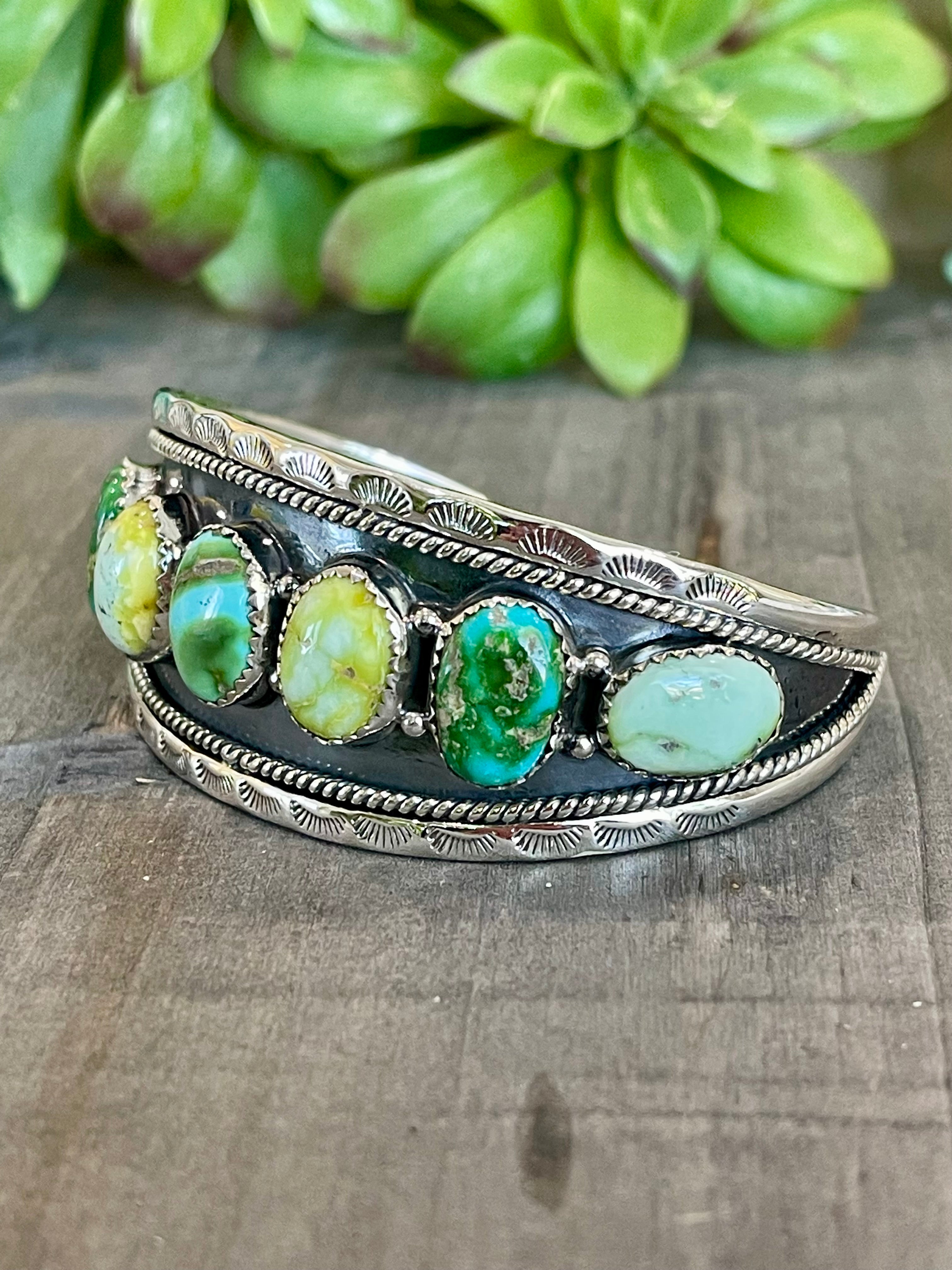 Southwest Handmade Multi Stone & Sterling Silver Cuff Bracelet