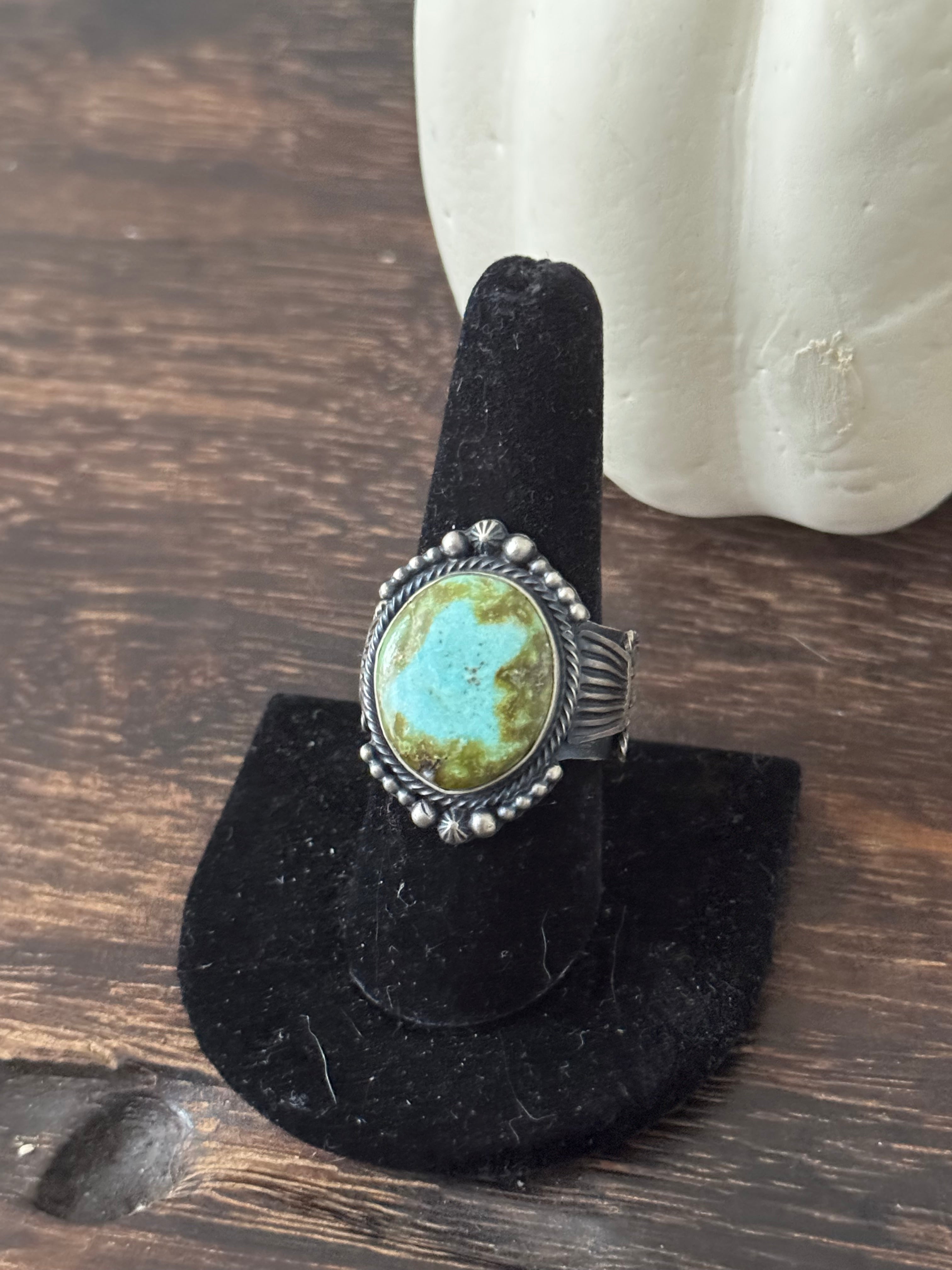 Sheila Tso Sonoran Mountain Turquoise Sterling Silver Ring Size 9.25