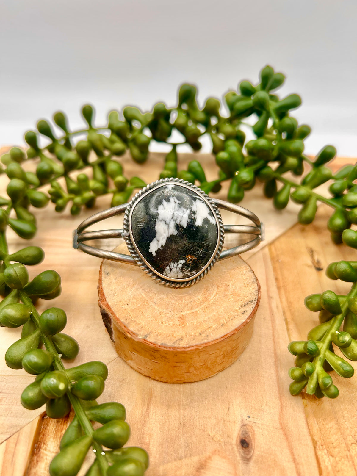 Dave Skeets White Buffalo & Sterling Silver Cuff Bracelet