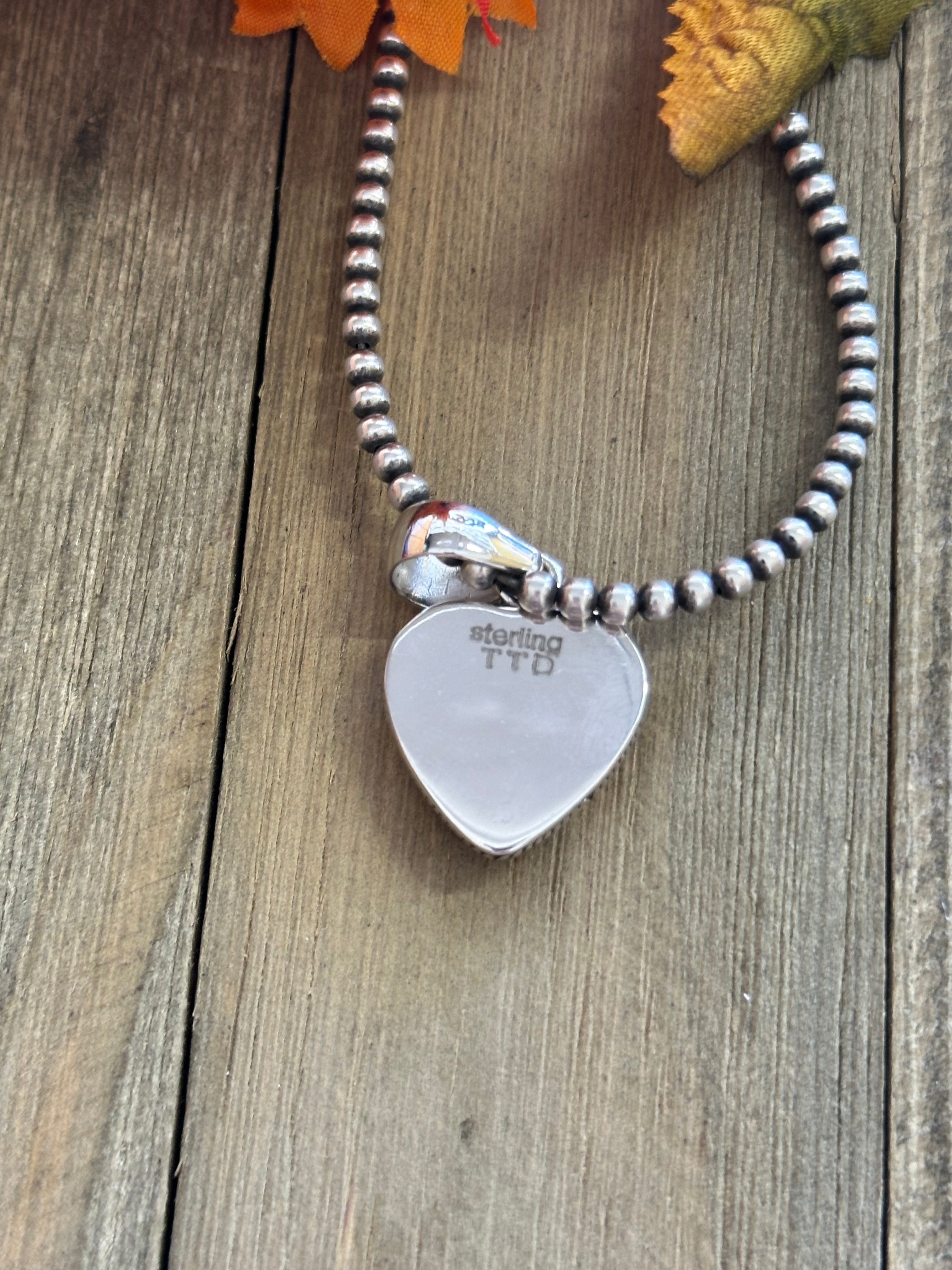 Southwest Handmade Mohave Turquoise & Sterling Silver Heart Pendant