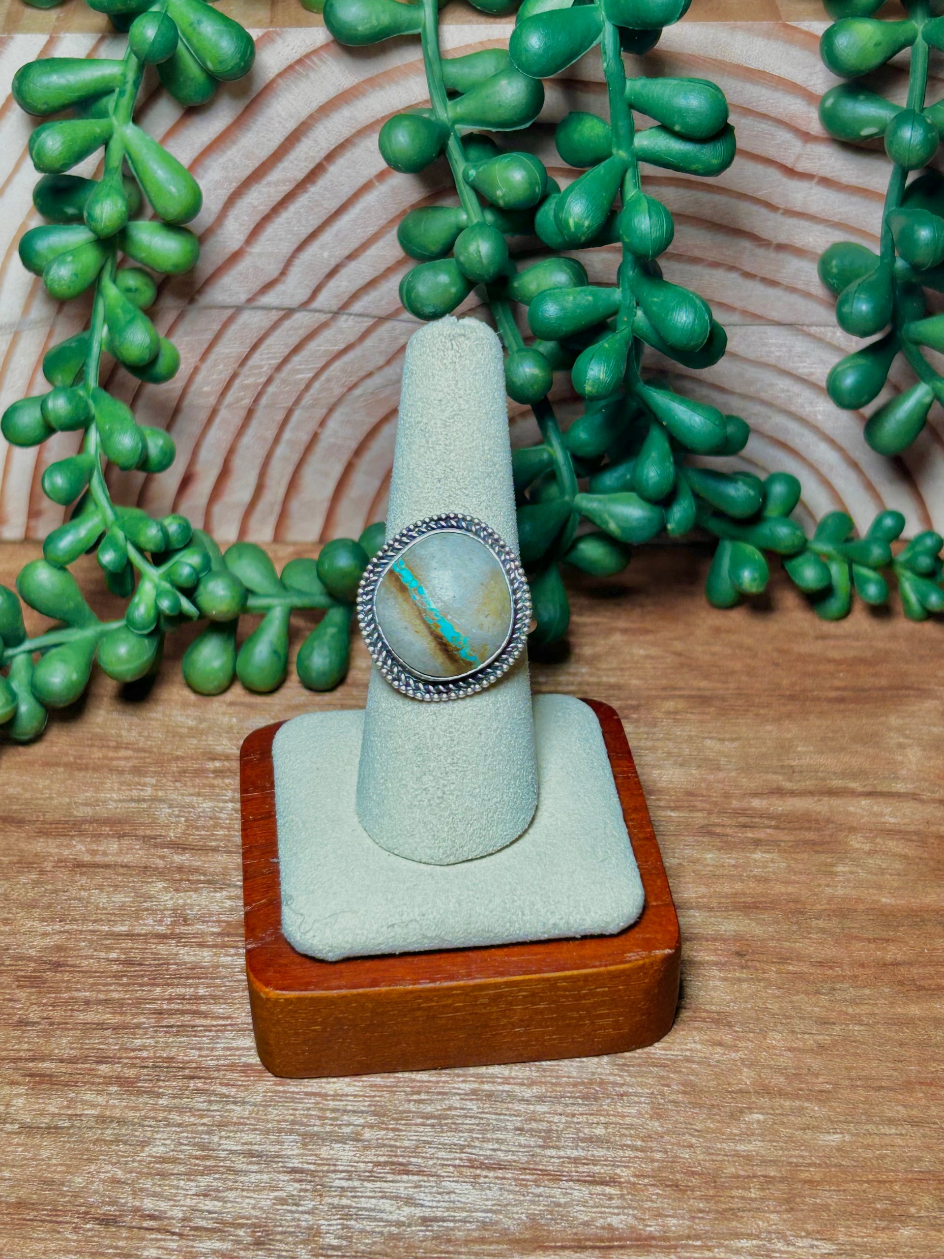 Navajo Made Bonlder Turquoise & Sterling Silver Ring 9