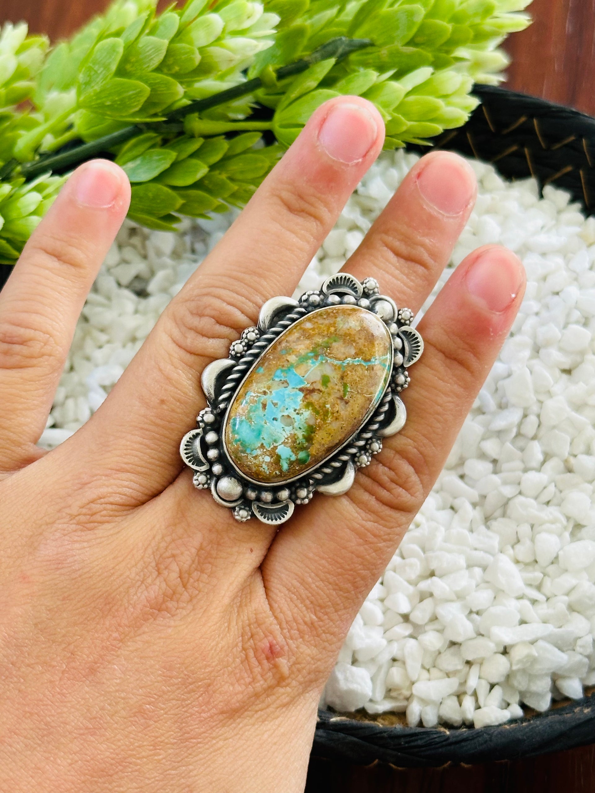 Ronald Tom Royston Turquoise & Sterling Silver Adjustable Ring