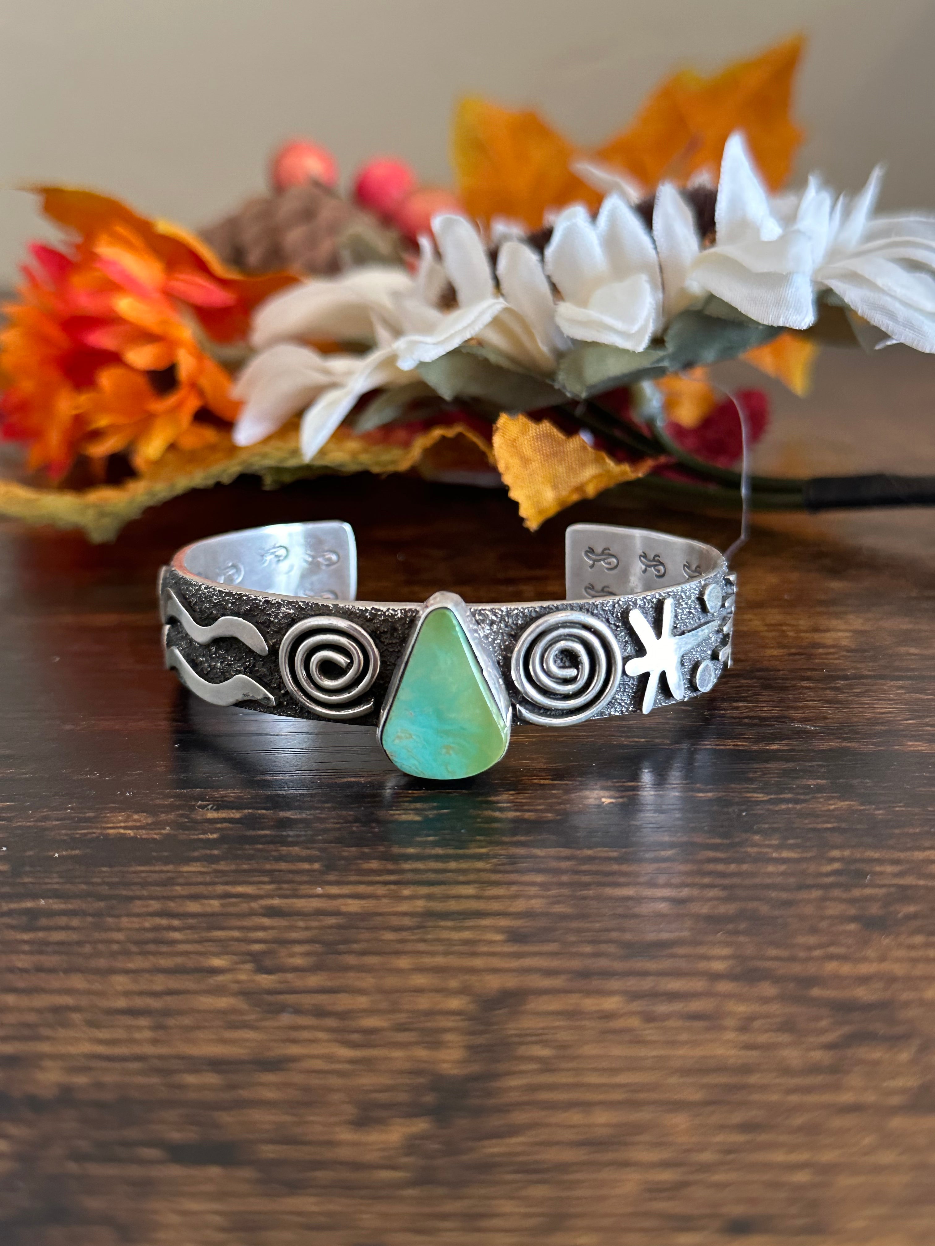 Alex Sanchez Natural Royston Turquoise & Sterling Silver Cuff Bracelet