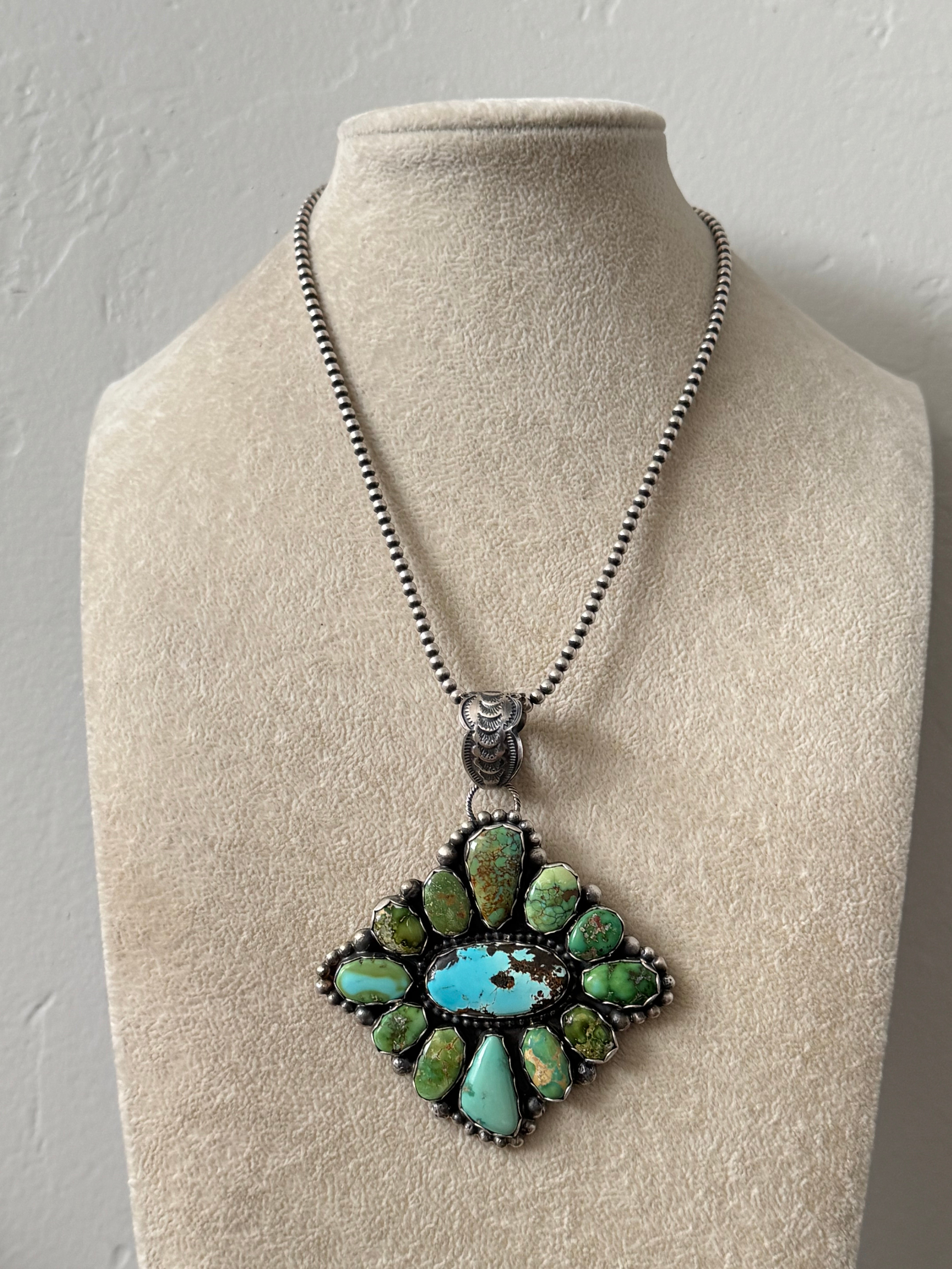 Lorenzo Juan Multi Turquoise & Sterling Silver Cluster Pendant