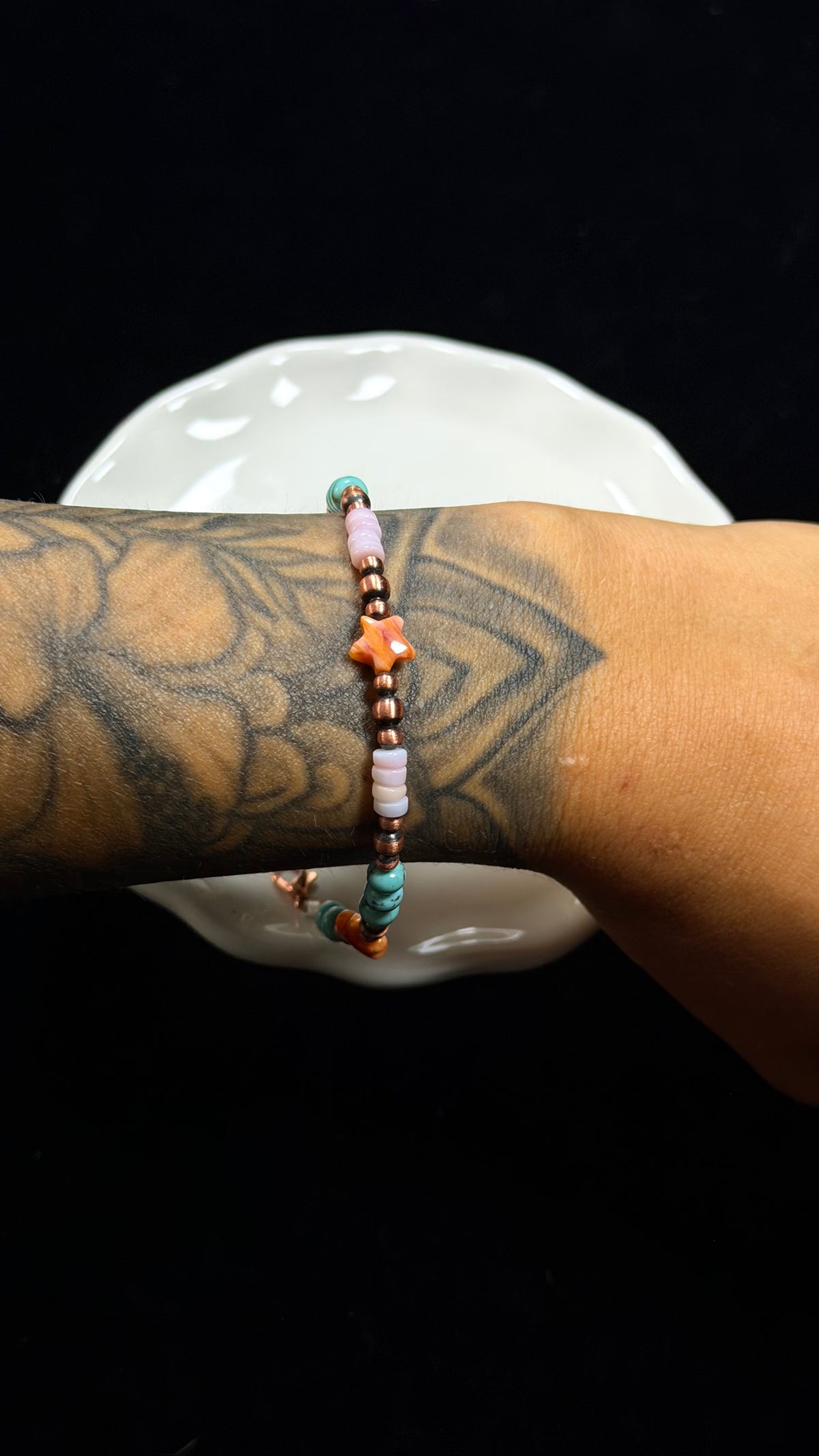 Navajo Strung Multi Stone & Copper Beaded Bracelet