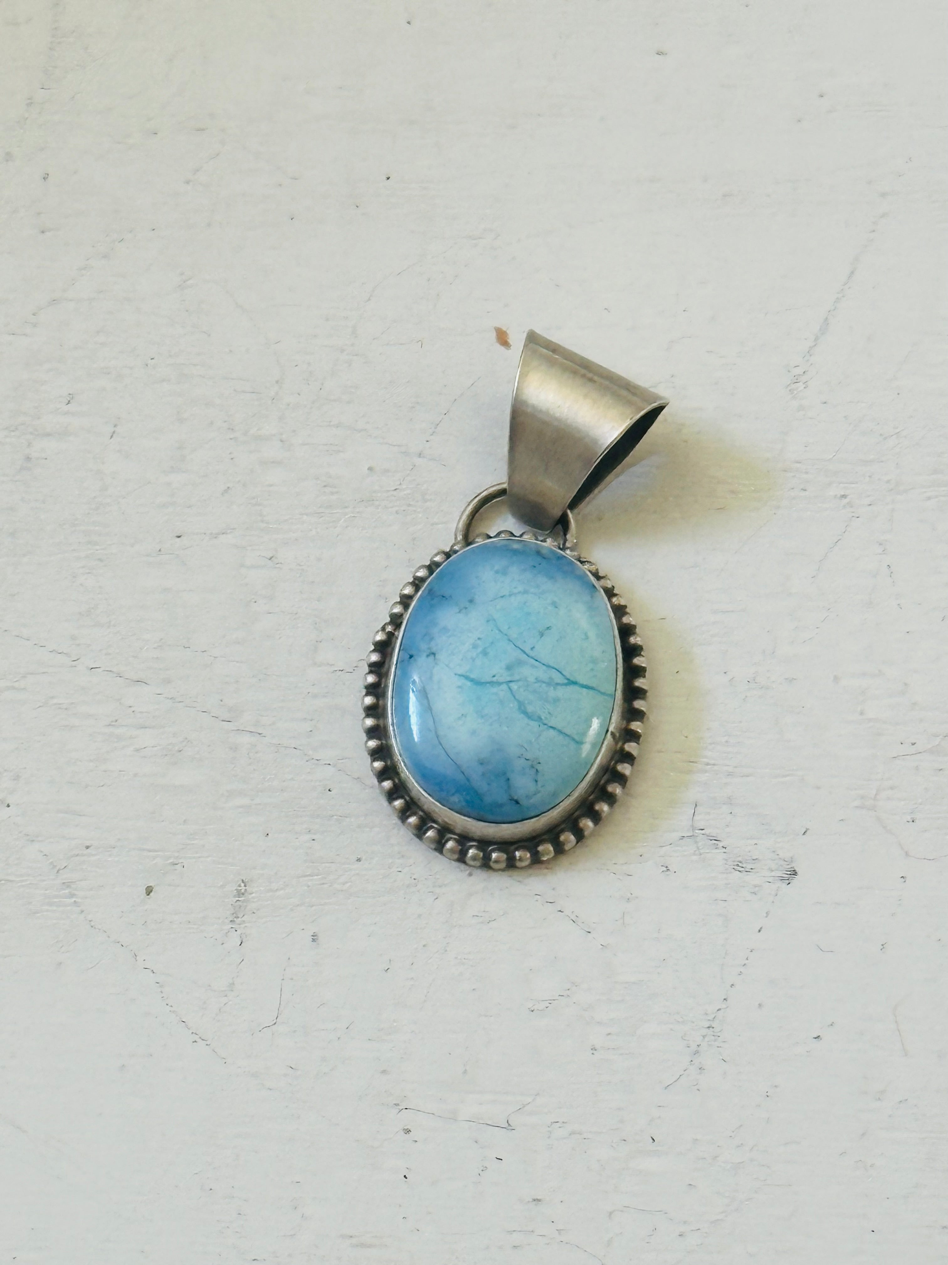 Navajo Made Golden Hills Turquoise & Sterling Silver Pendant