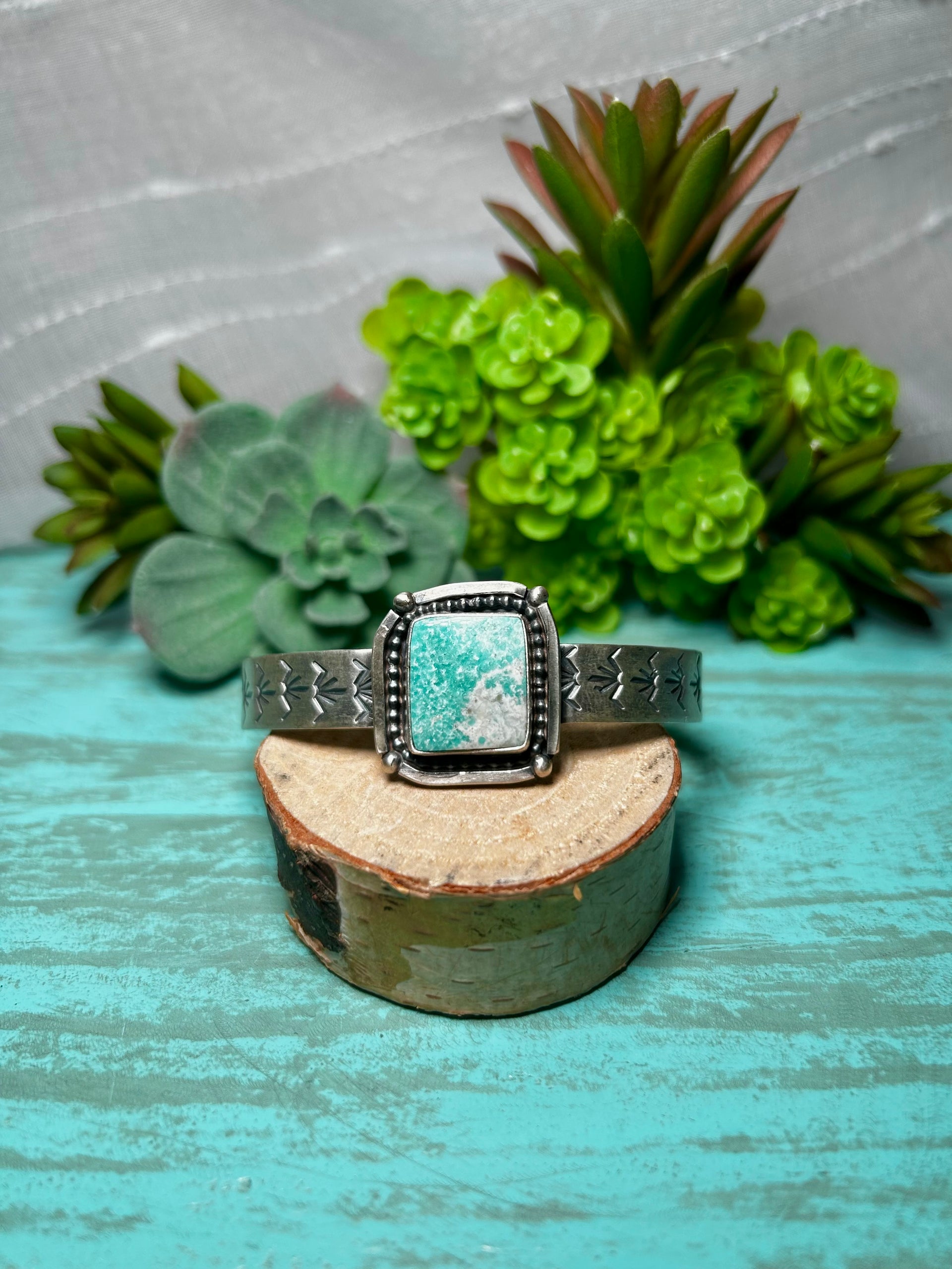 Jameson Garcia White Water Turquoise & Sterling Silver Cuff Bracelet