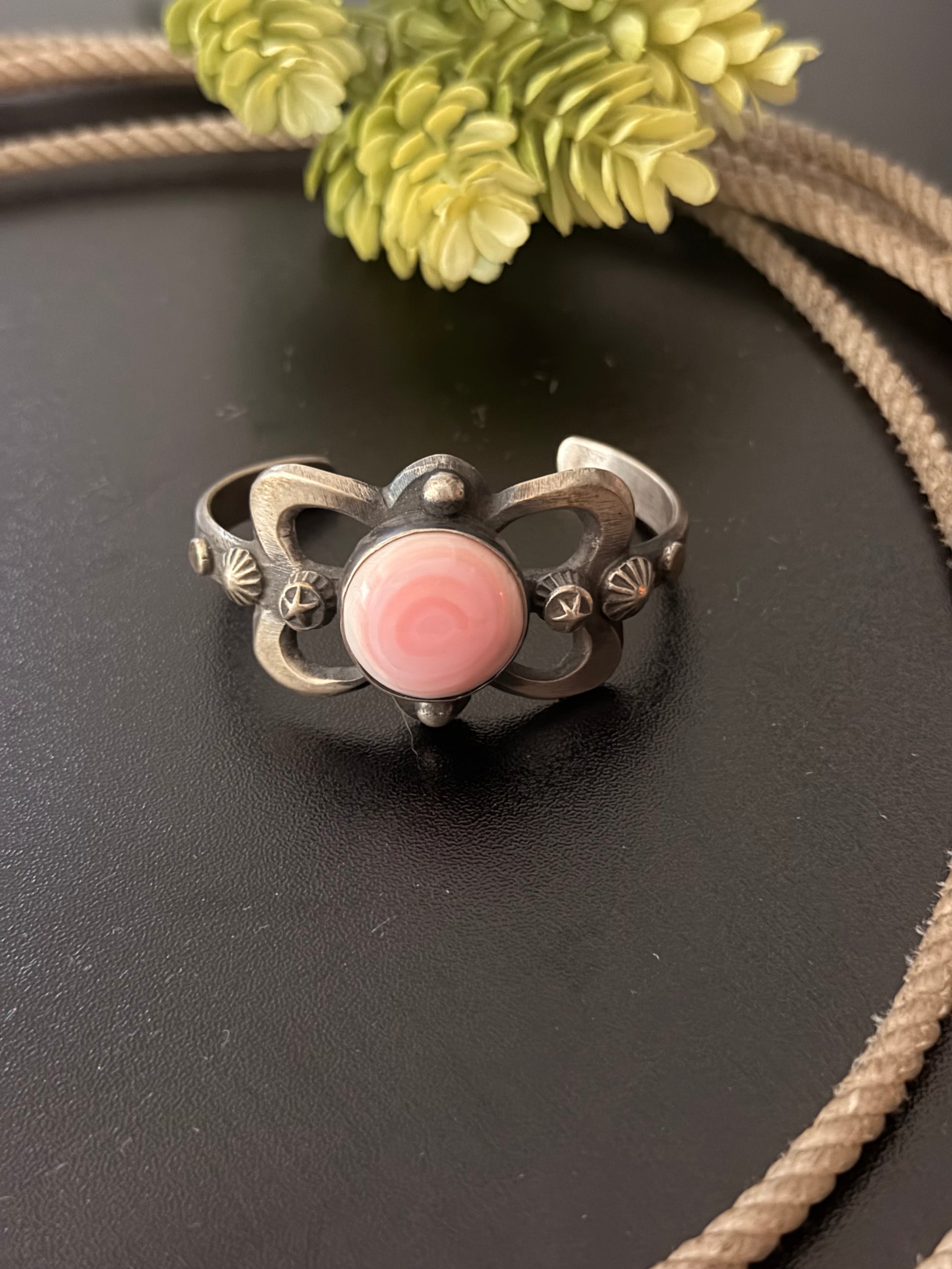 Chimney Butte Pink Conch Shell & Sterling Silver Cuff Bracelet