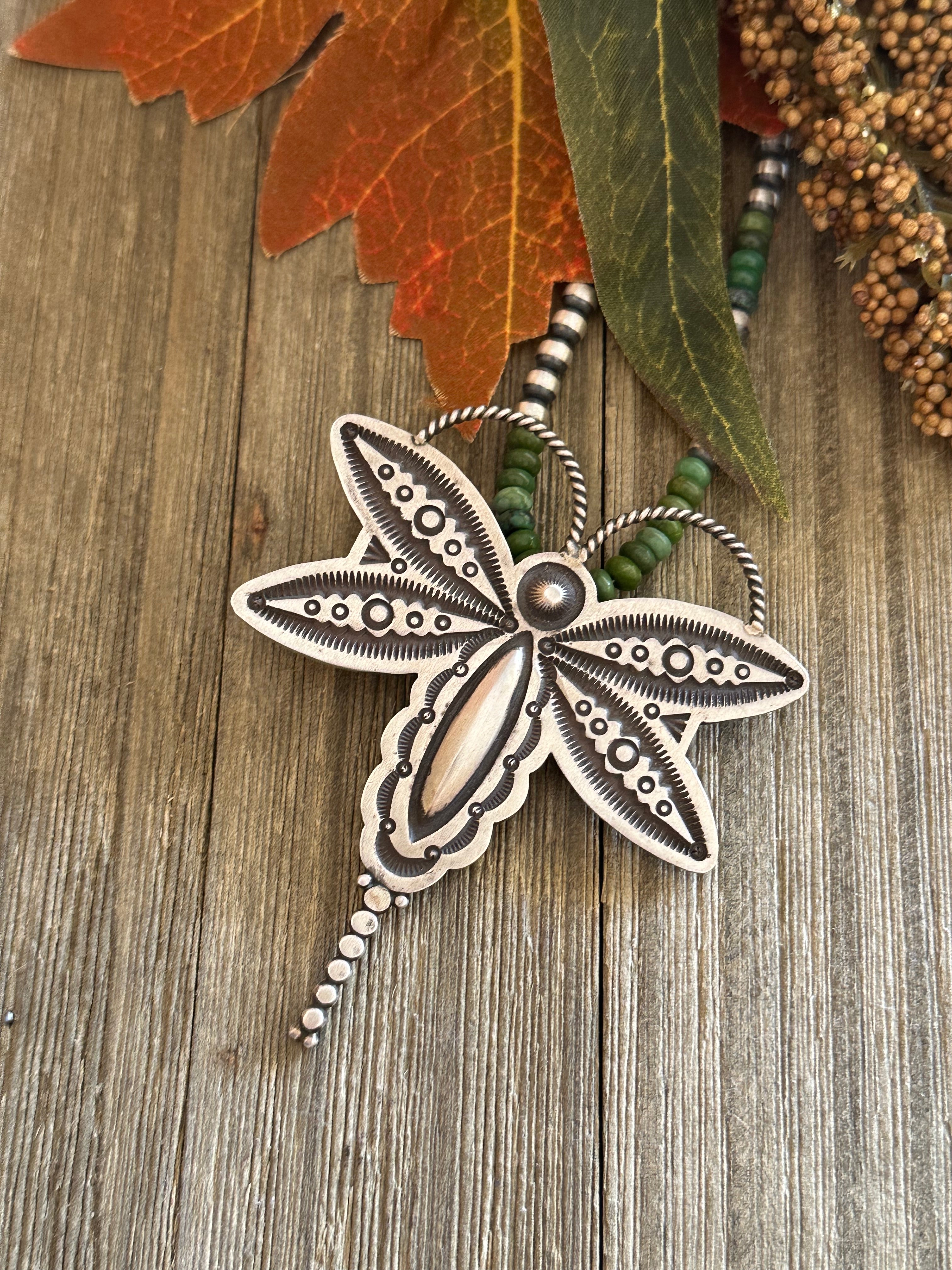 Navajo Made & Sterling Silver Dragonfly Pendant/Pin