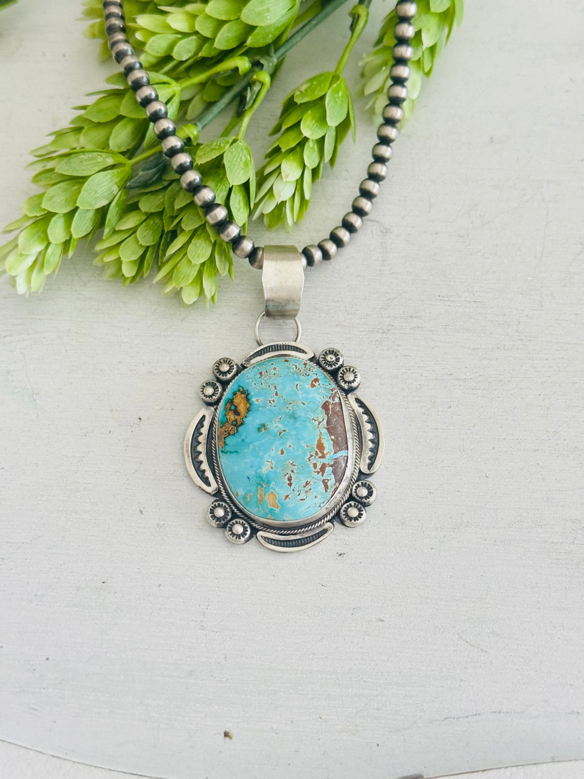 Navajo Made Royston Turquoise & Sterling Silver Pendant