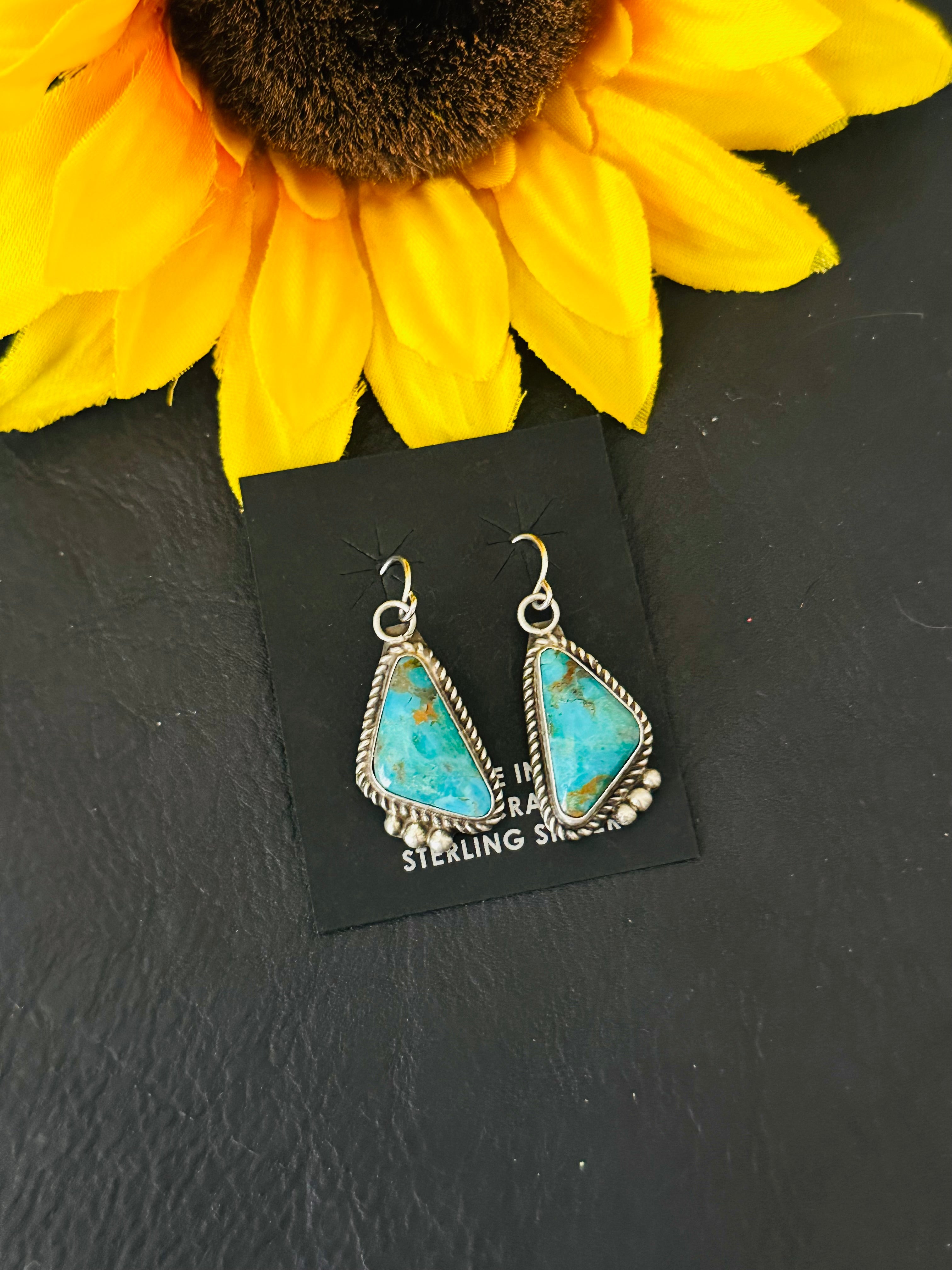 Judith Dixon Kingman Turquoise & Sterling Silver Dangle Earrings