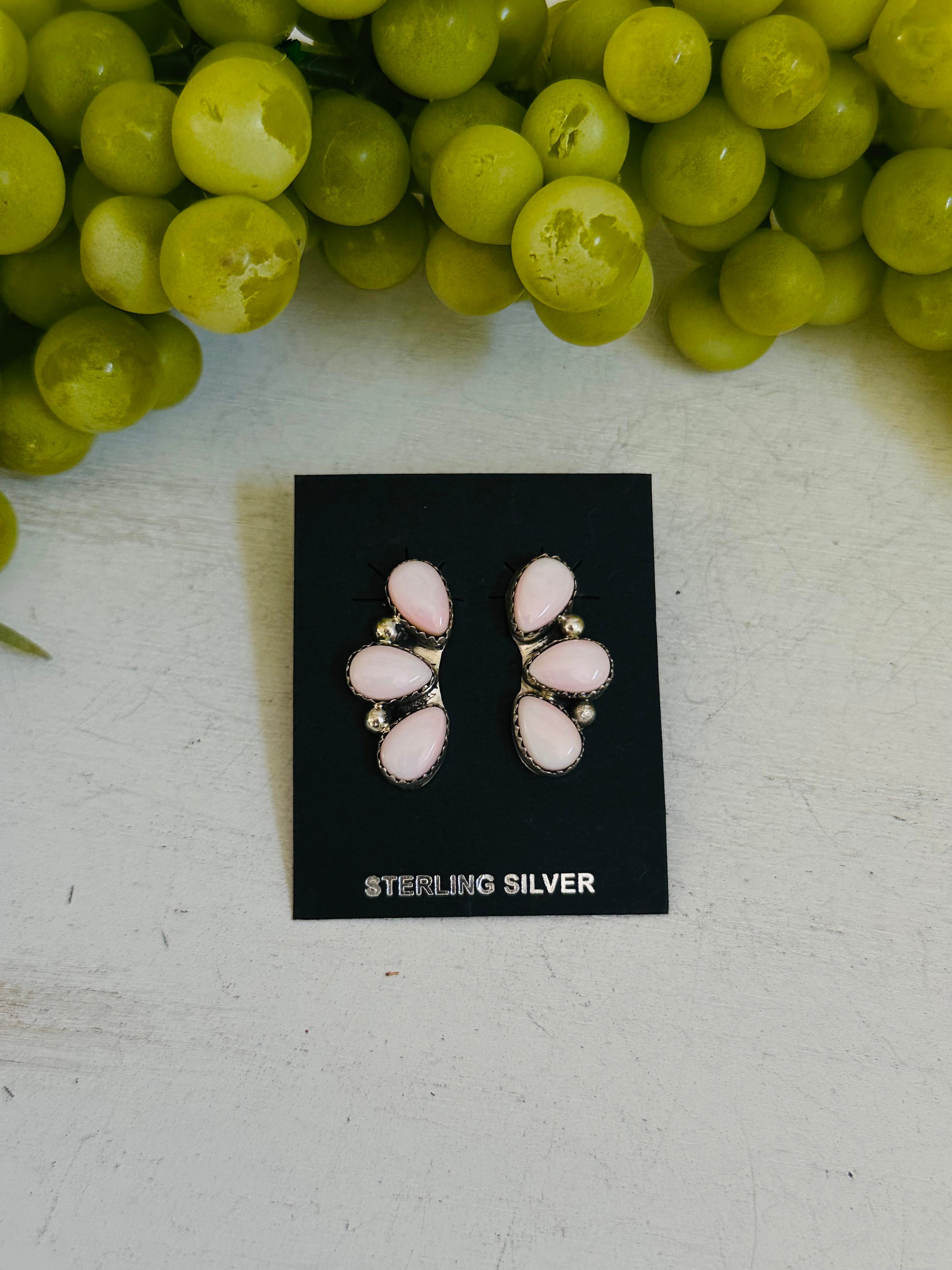 Maxine Ramirez Pink Conch & Sterling Silver Cluster Post Earrings