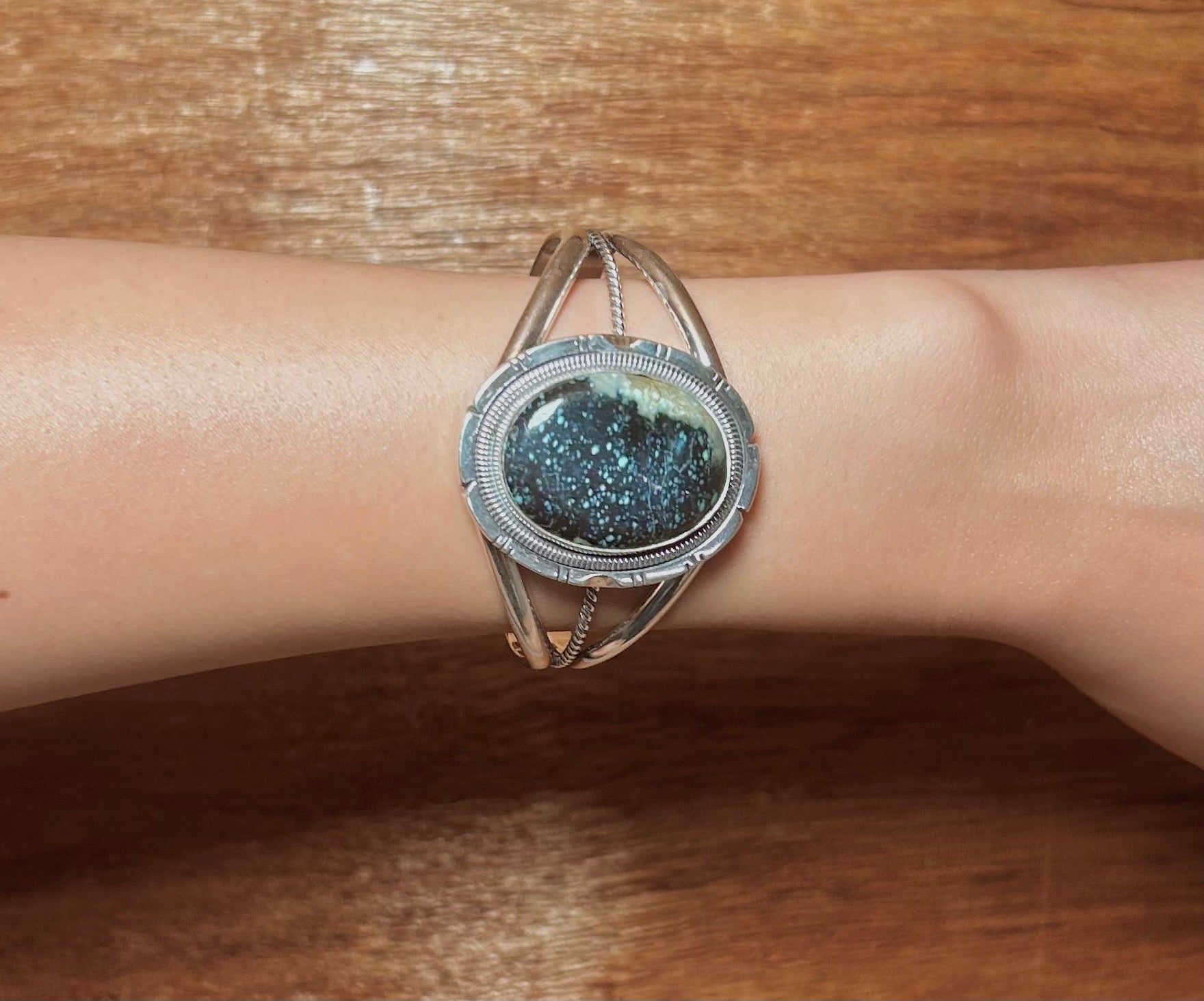 Wydell Billie New Lander Varicsite & Sterling Silver Cuff Bracelet