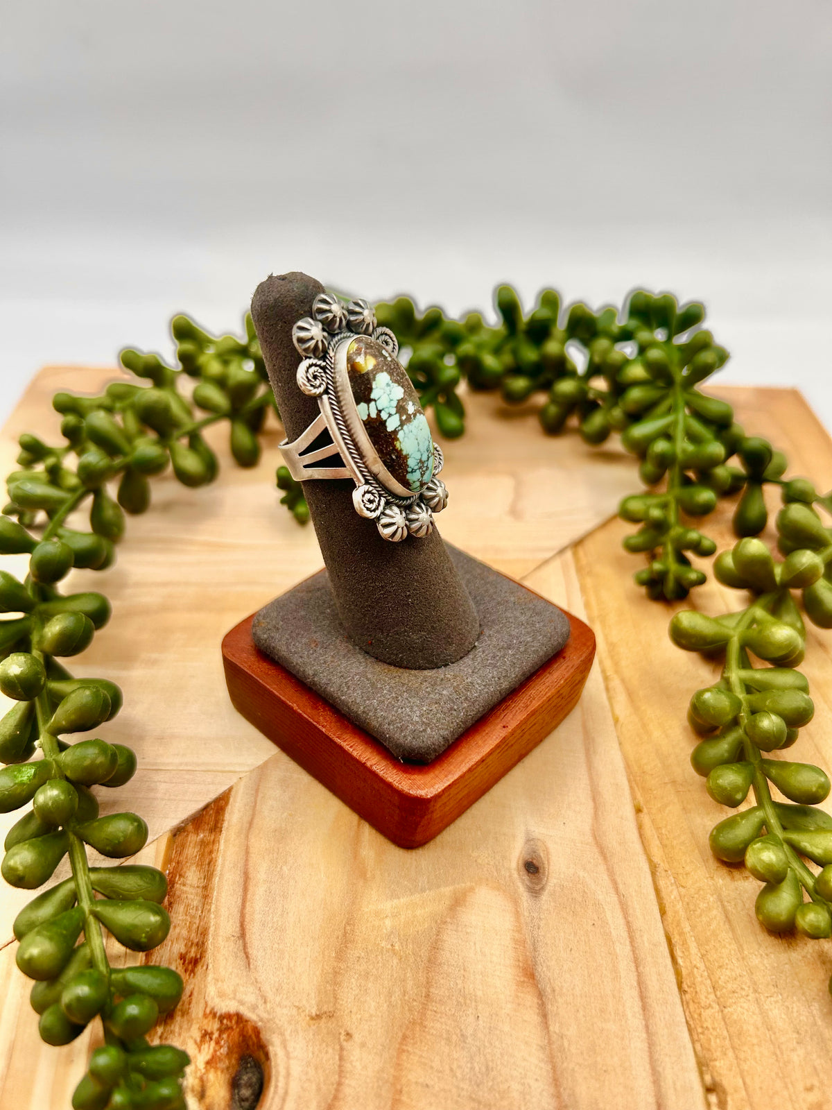 Navajo Made Royston Turquoise & Sterling Silver Ring Size 6.25