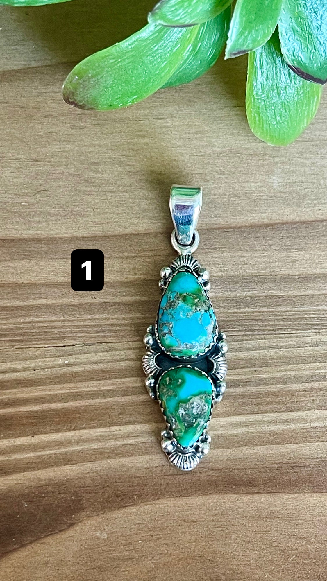 Southwest Handmade Sonoran Mountain Turquoise & Sterling Silver Pendant