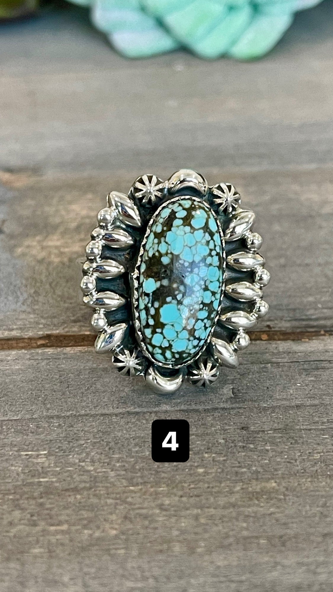 Southwest Handmade Number 8 Turquoise & Sterling Silver Adjustable Ring