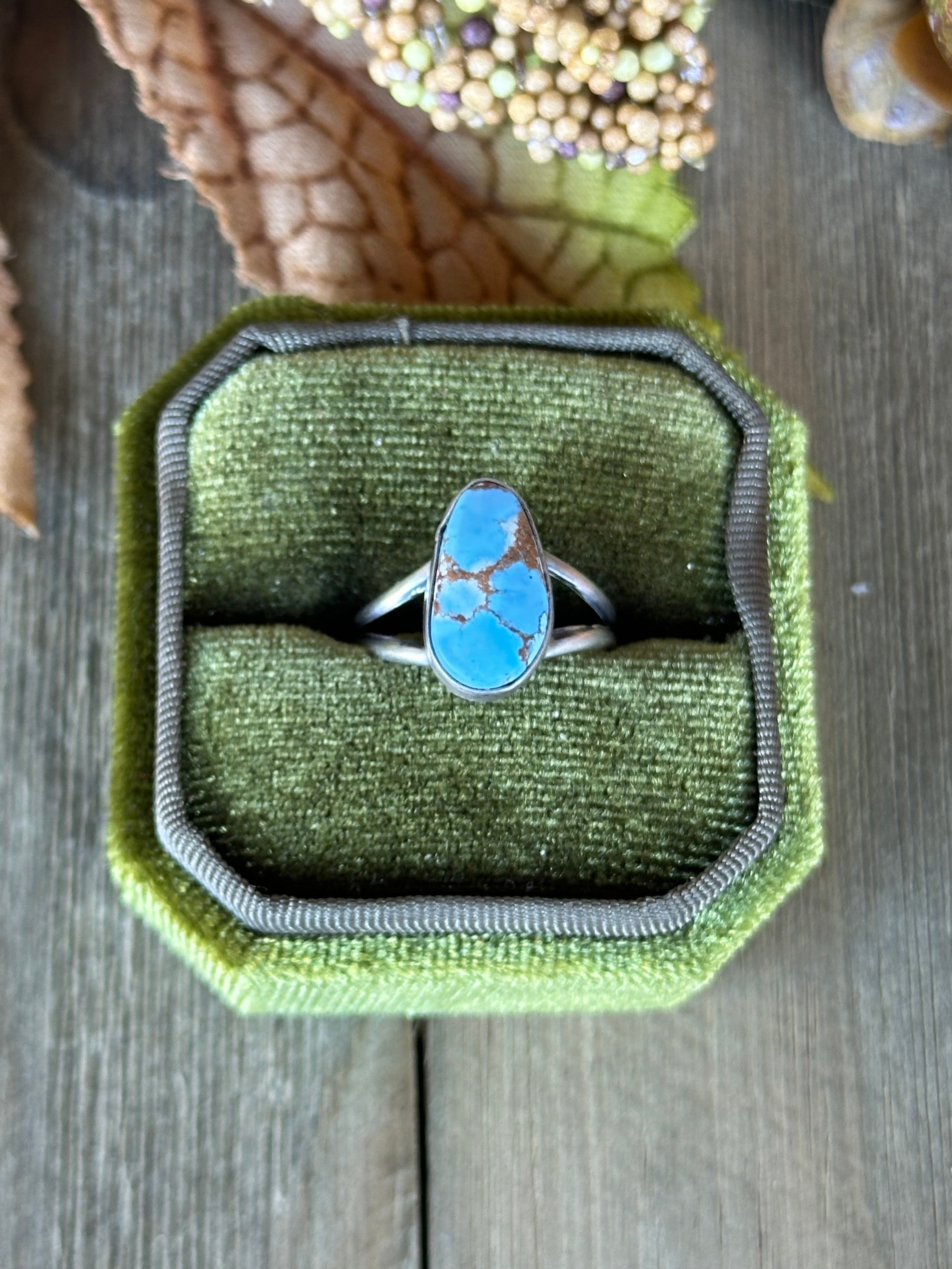 Navajo Made Golden Hills Turquoise & Sterling Silver Ring