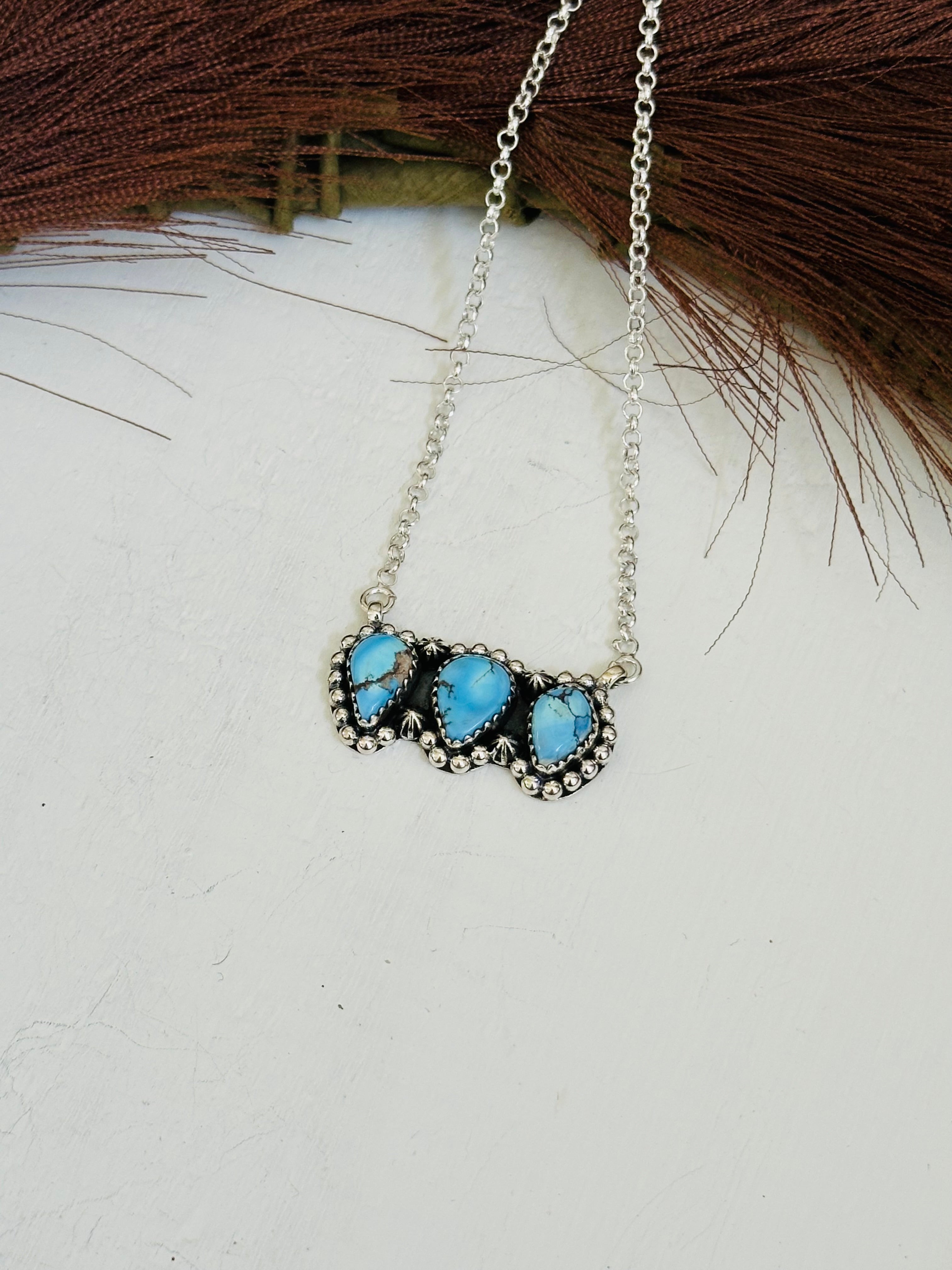 TTD “Array” Golden Hills Turquoise & Sterling Silver Necklace