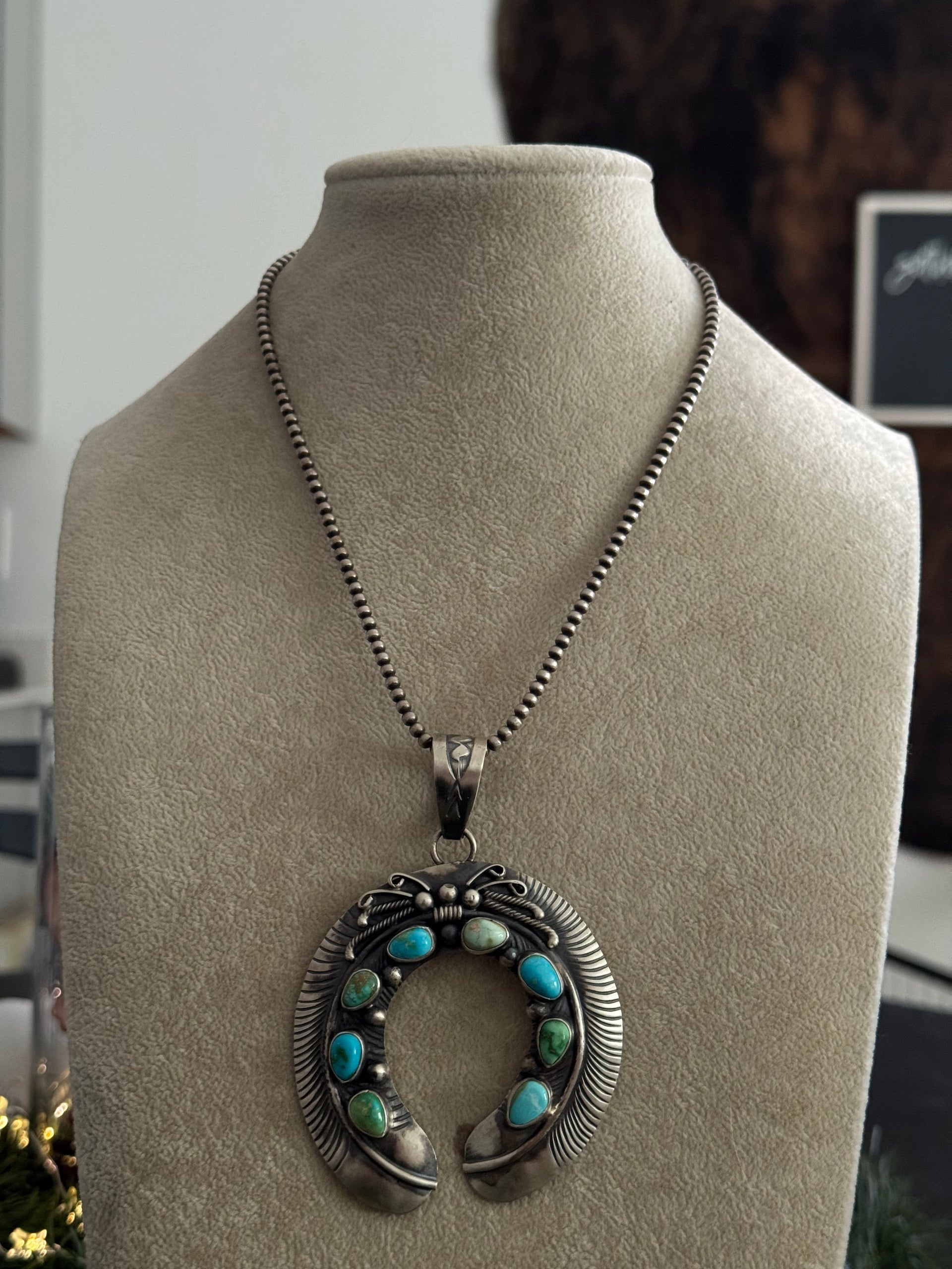 Kobe Martine Sonoran Mountain Turquoise & Sterling Silver Naja Pendant