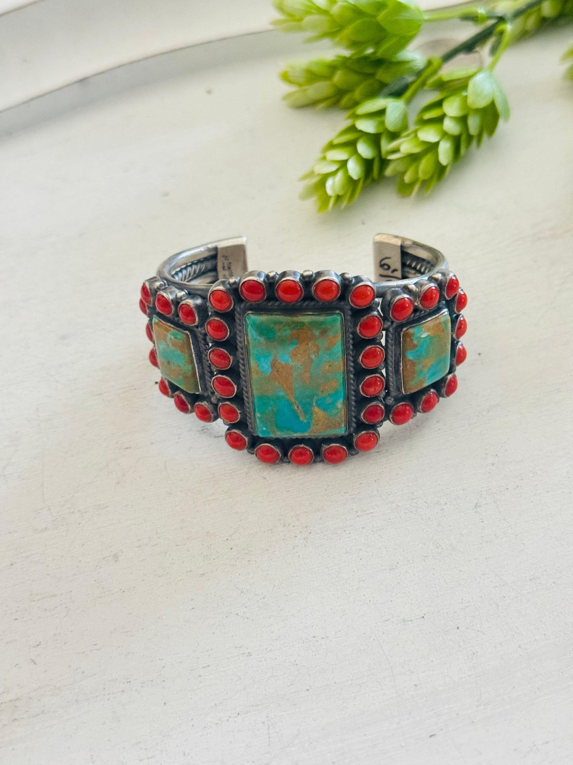 Kirk Smith Multi Stone & Sterling Silver Cluster Cuff Bracelet