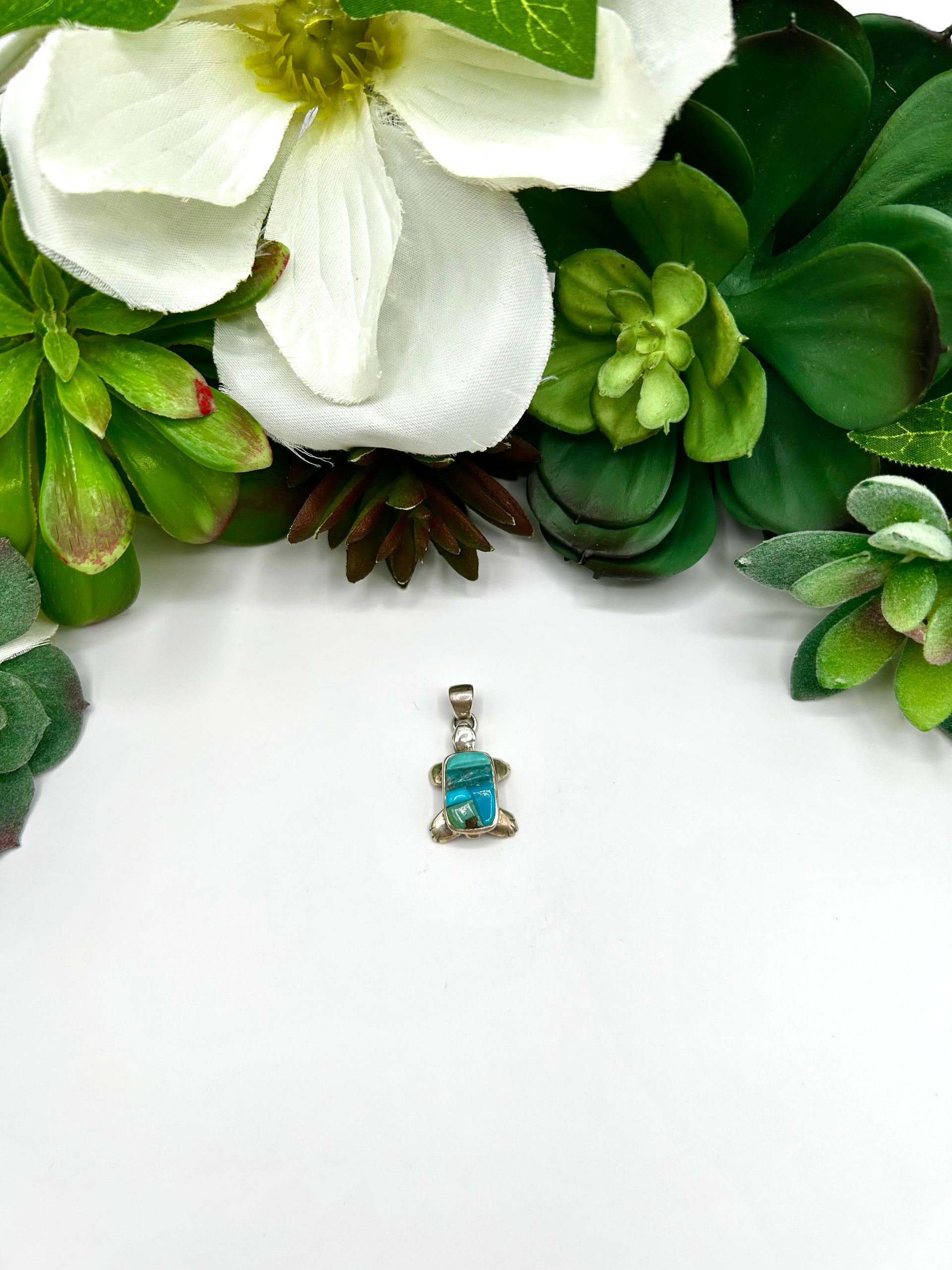 Navajo Made Kingman Turquoise & Sterling Silver Pendant