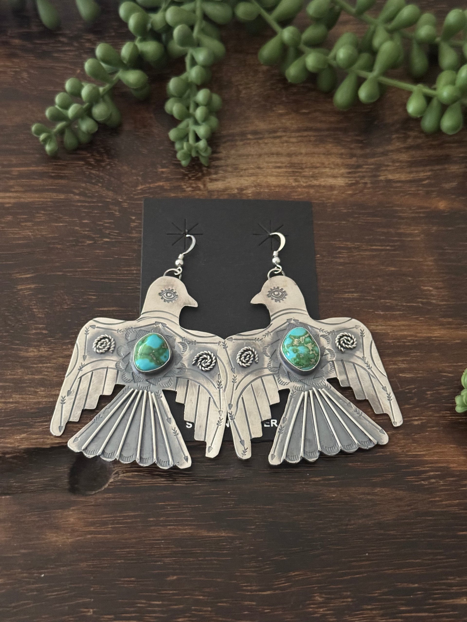 Navajo Made Sonoran Gold & Sterling Silver Dangle Thunderbird Earrings