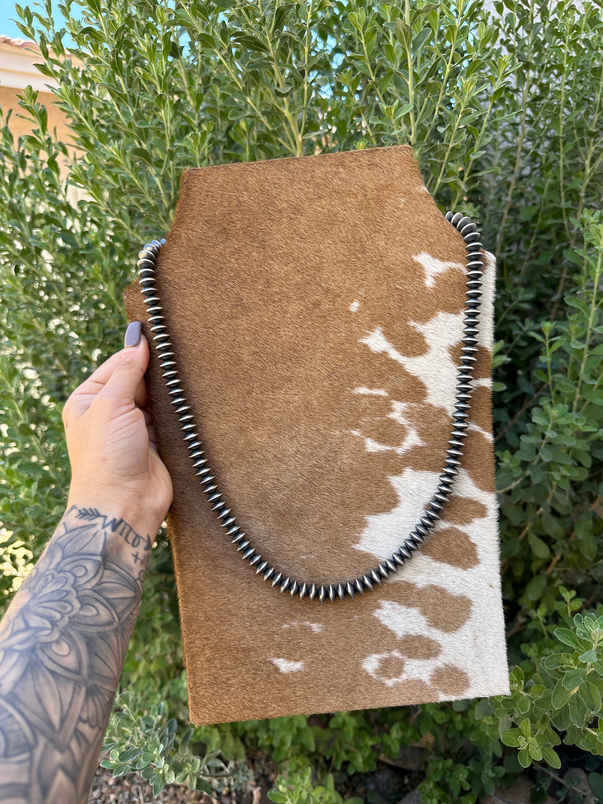 Southwest Made 10 MM Sterling Silver Disc Pearl Necklace