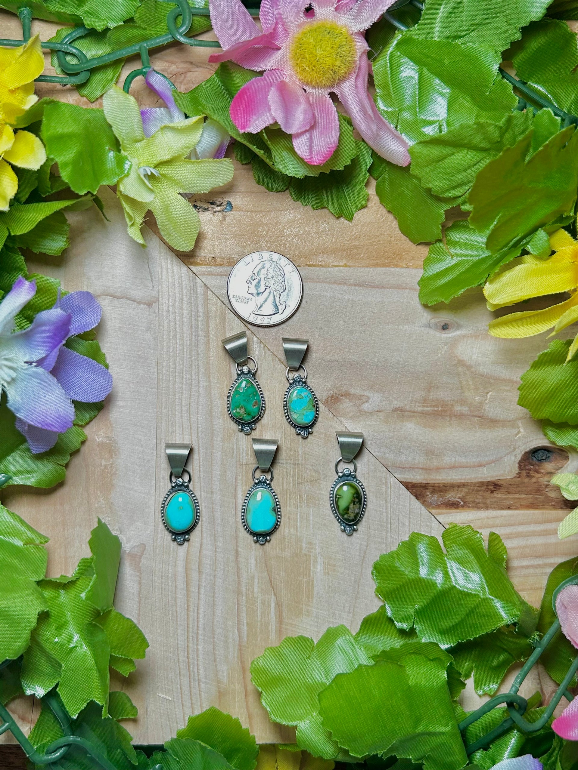 Navajo Made Sonoran Mountain Turquoise & Sterling Silver Pendant