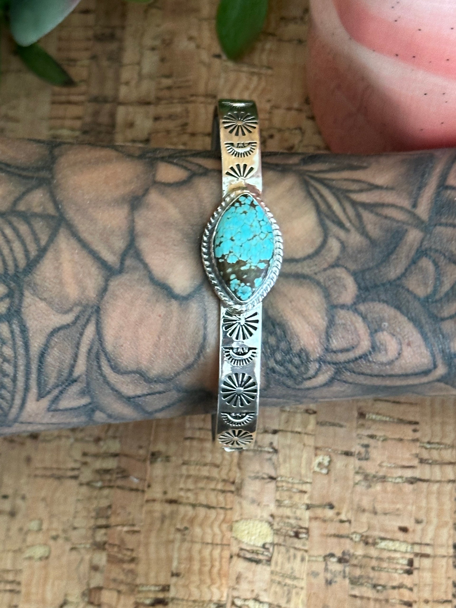 Southwest Made #8 Turquoise & Sterling Silver Cuff Bracelet