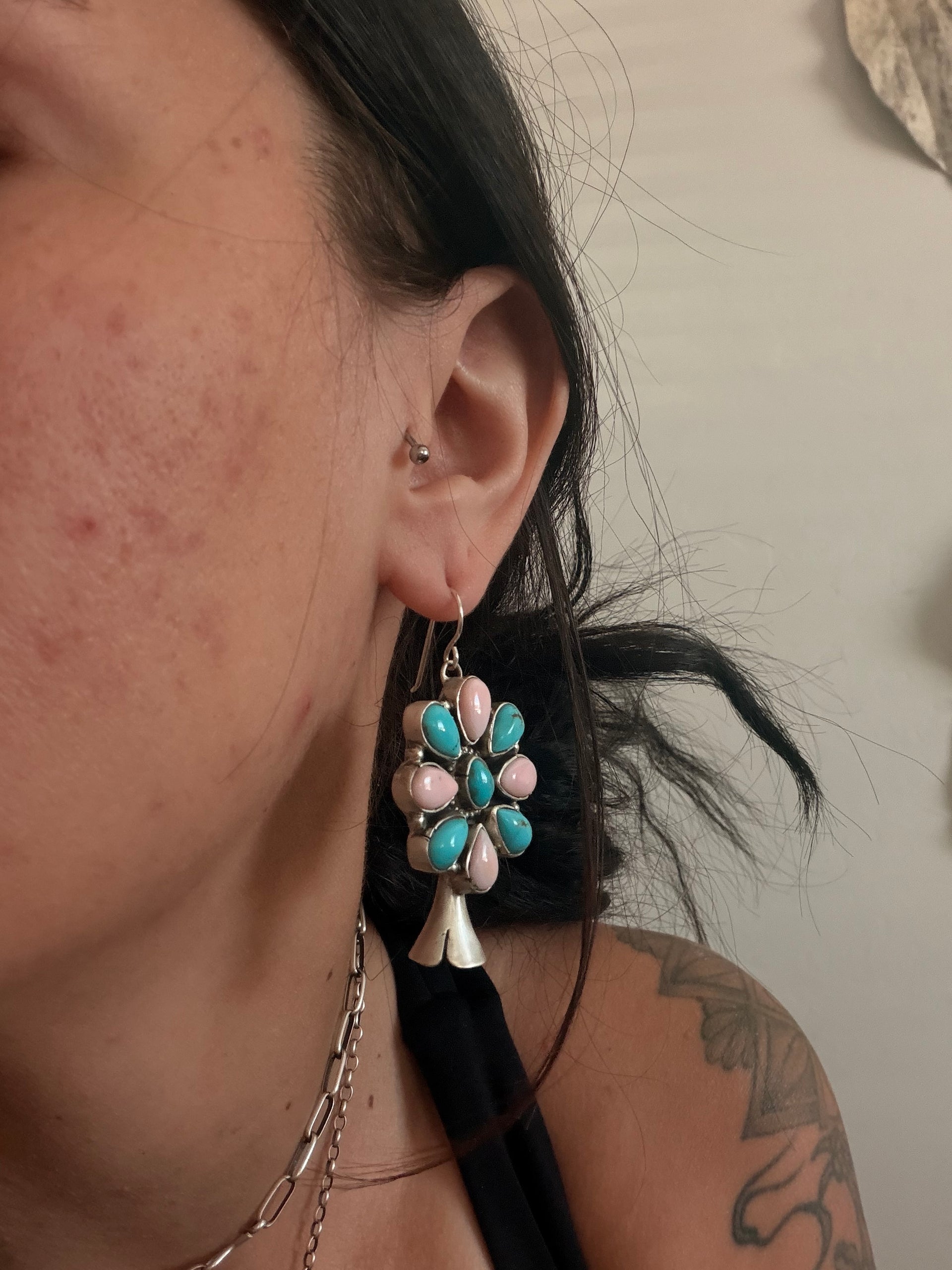 Marcella James Multi Stone & Sterling Silver Post Dangle Earrings