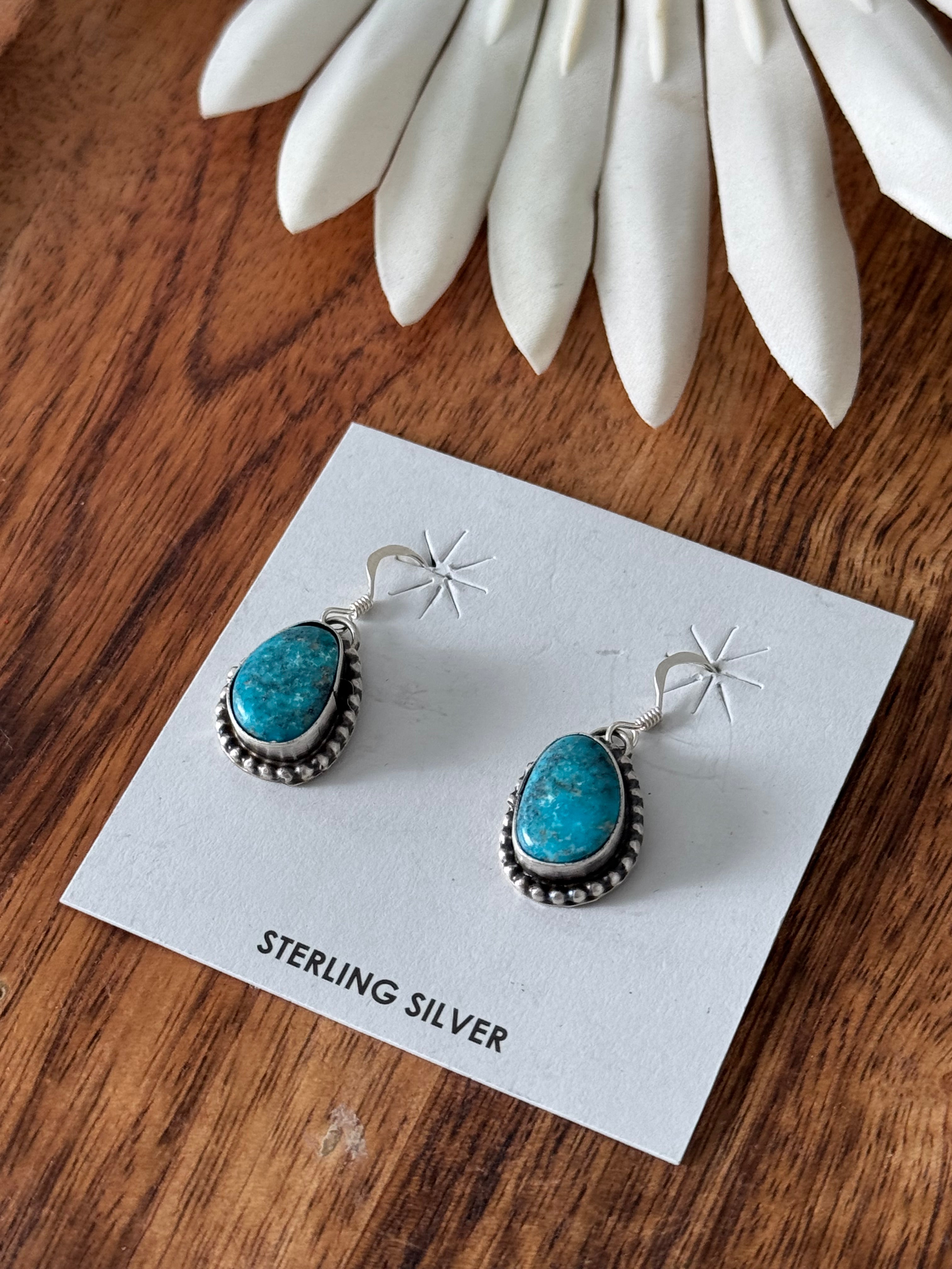 Marie Tsosie Blue Ridge Turquoise & Sterling Silver Dangle Earrings