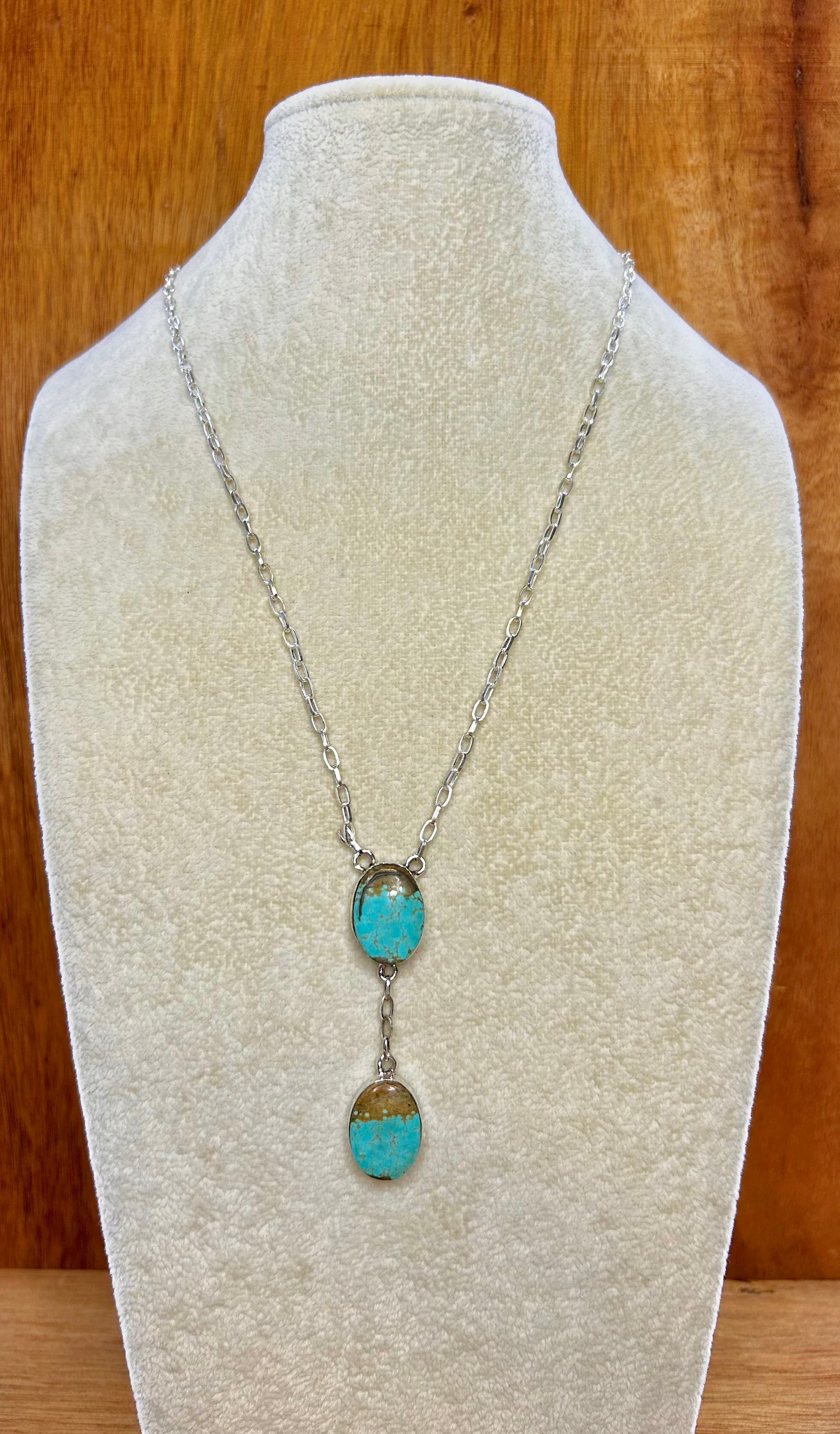 Southwest Made Number 8 Turquoise & Sterling Silver Cluster Necklace