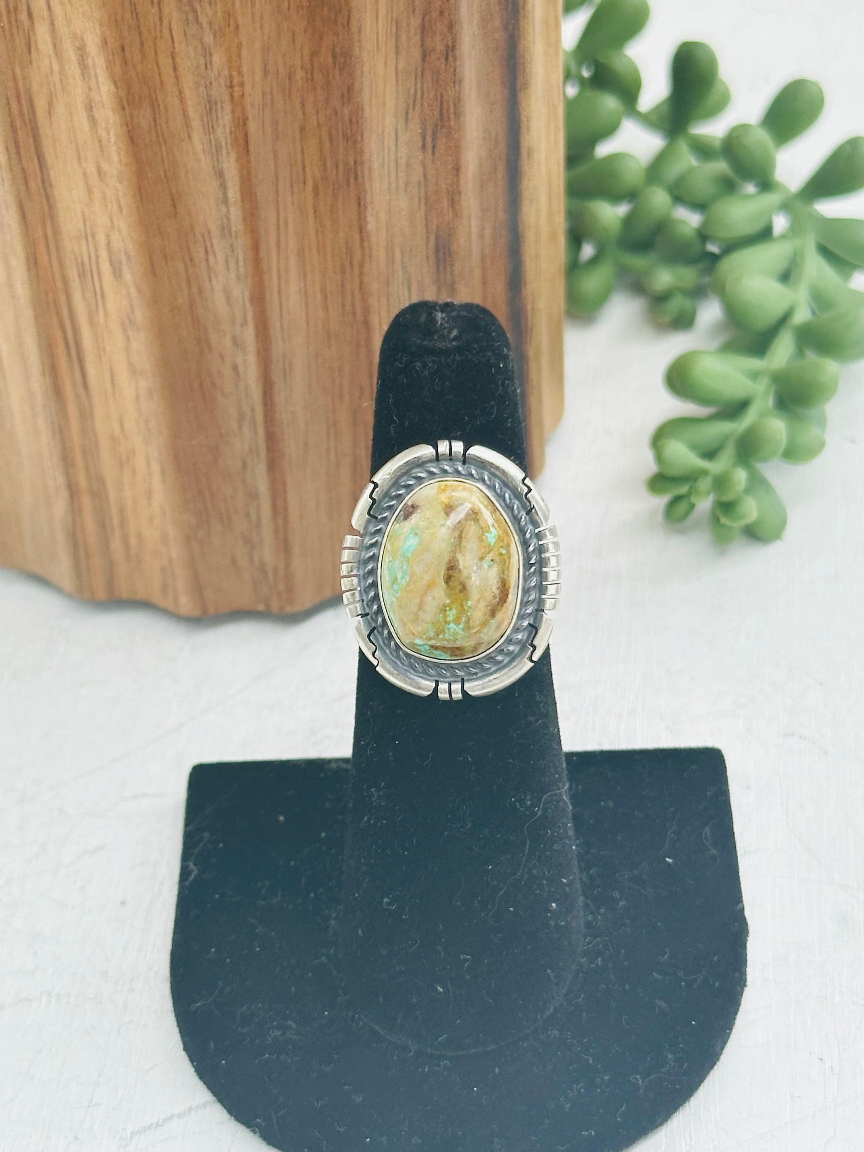 Navajo Made Boulder Turquoise & Sterling Silver Ring