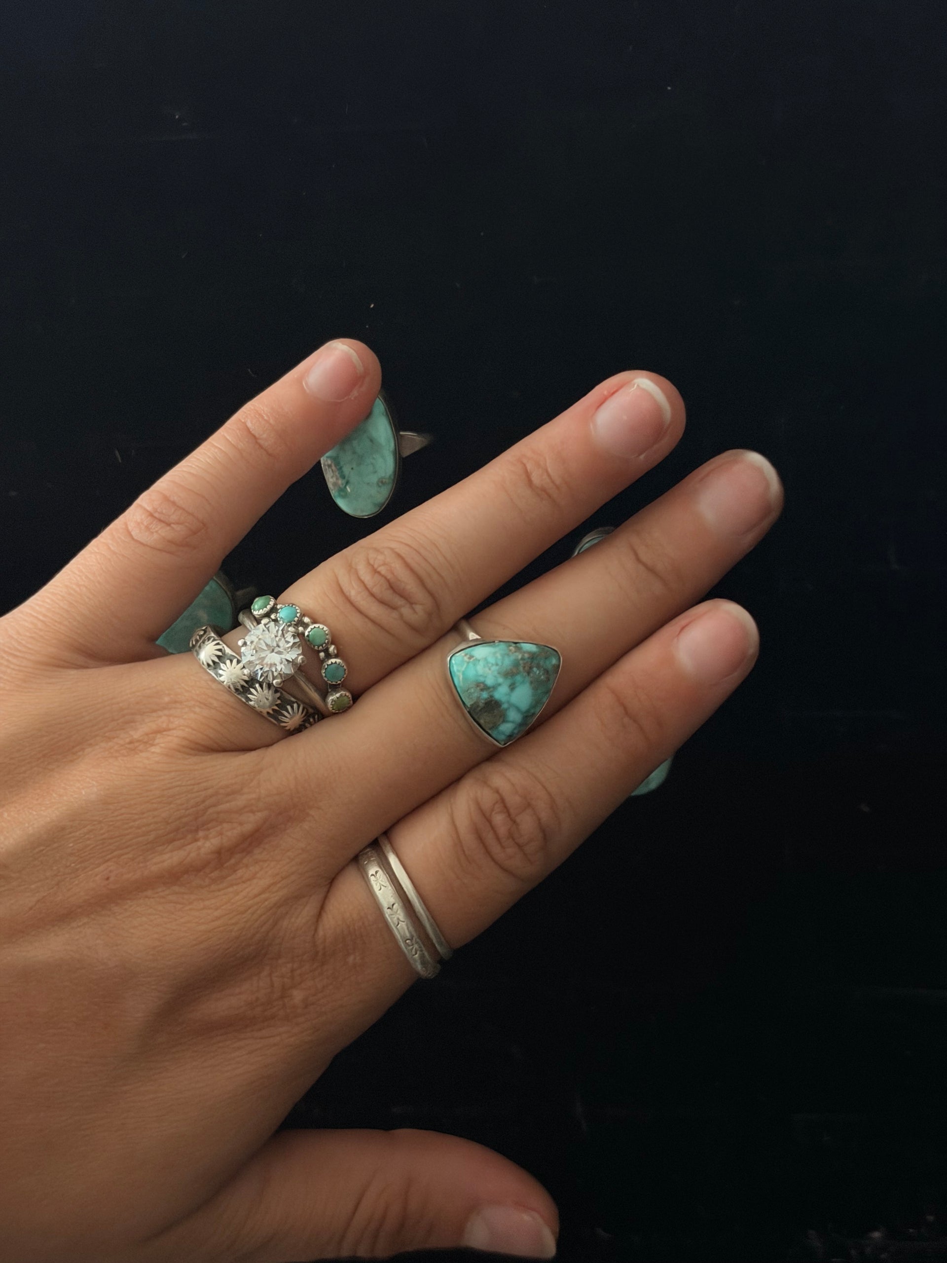 Navajo Made White Water Turquoise & Sterling Silver Ring