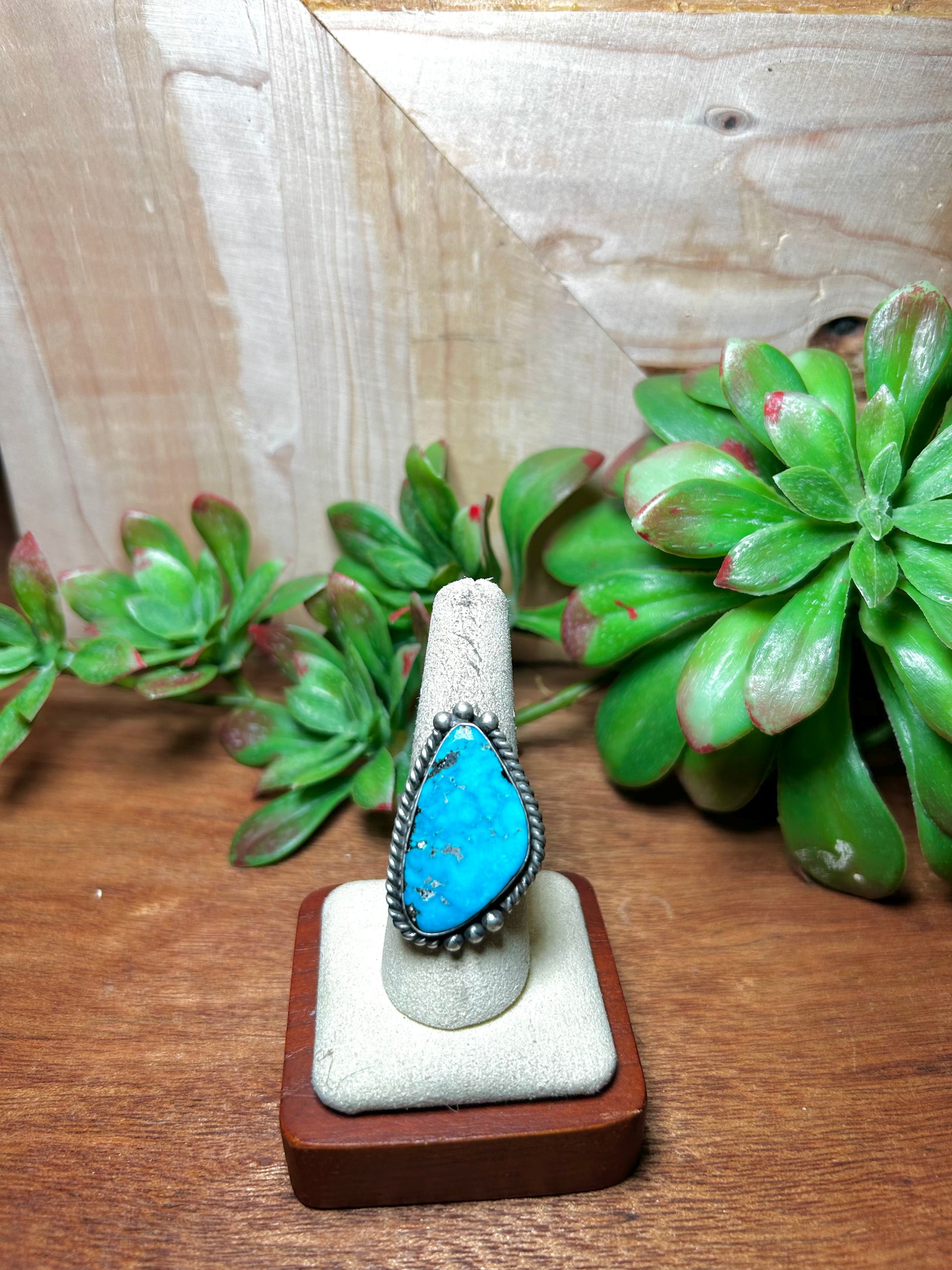 Zachariah David Blue Bird Turquoise & Sterling Silver Adjustable Ring
