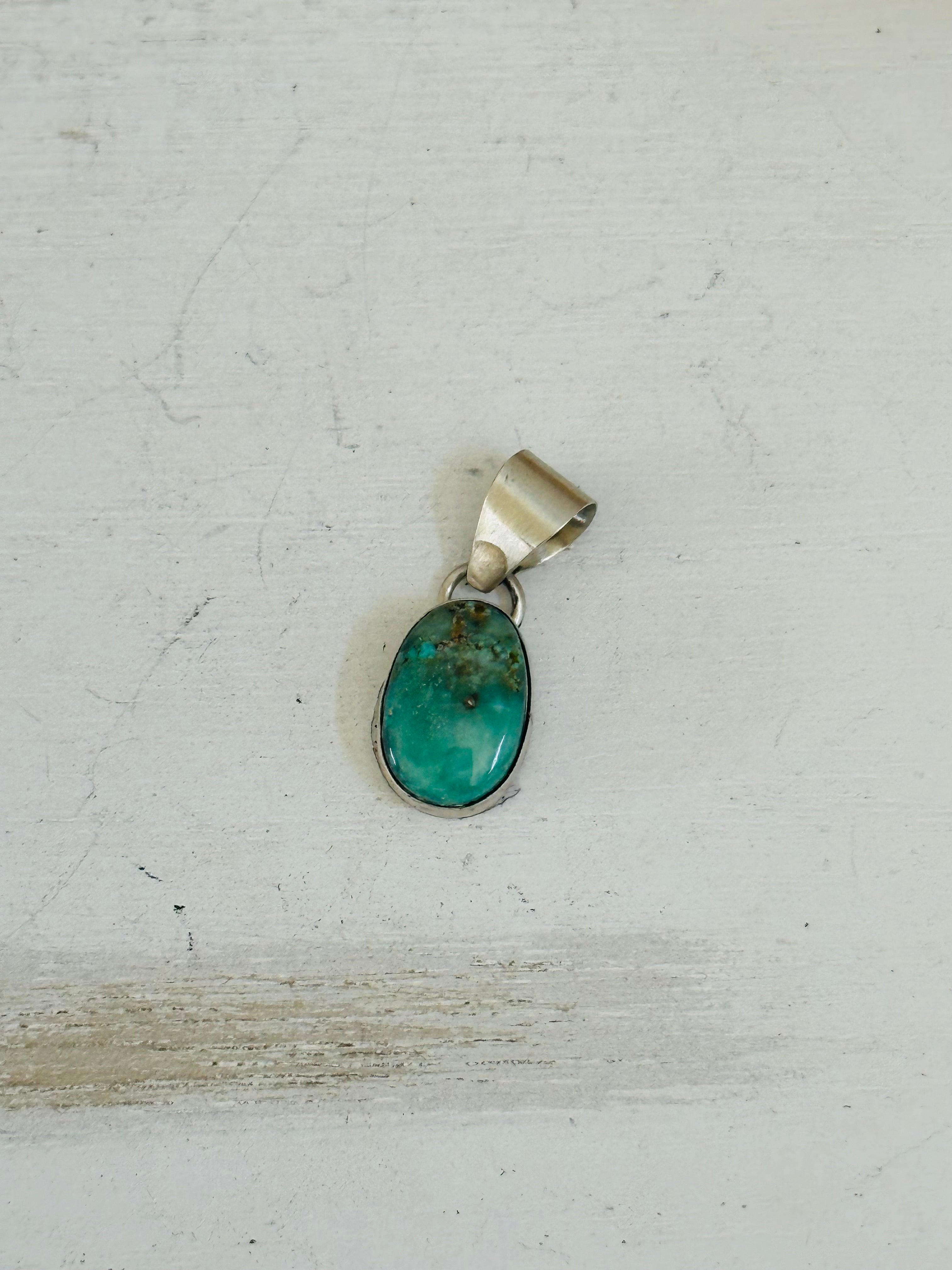 Navajo Made Carico Lake Turquoise & Sterling Silver Pendant