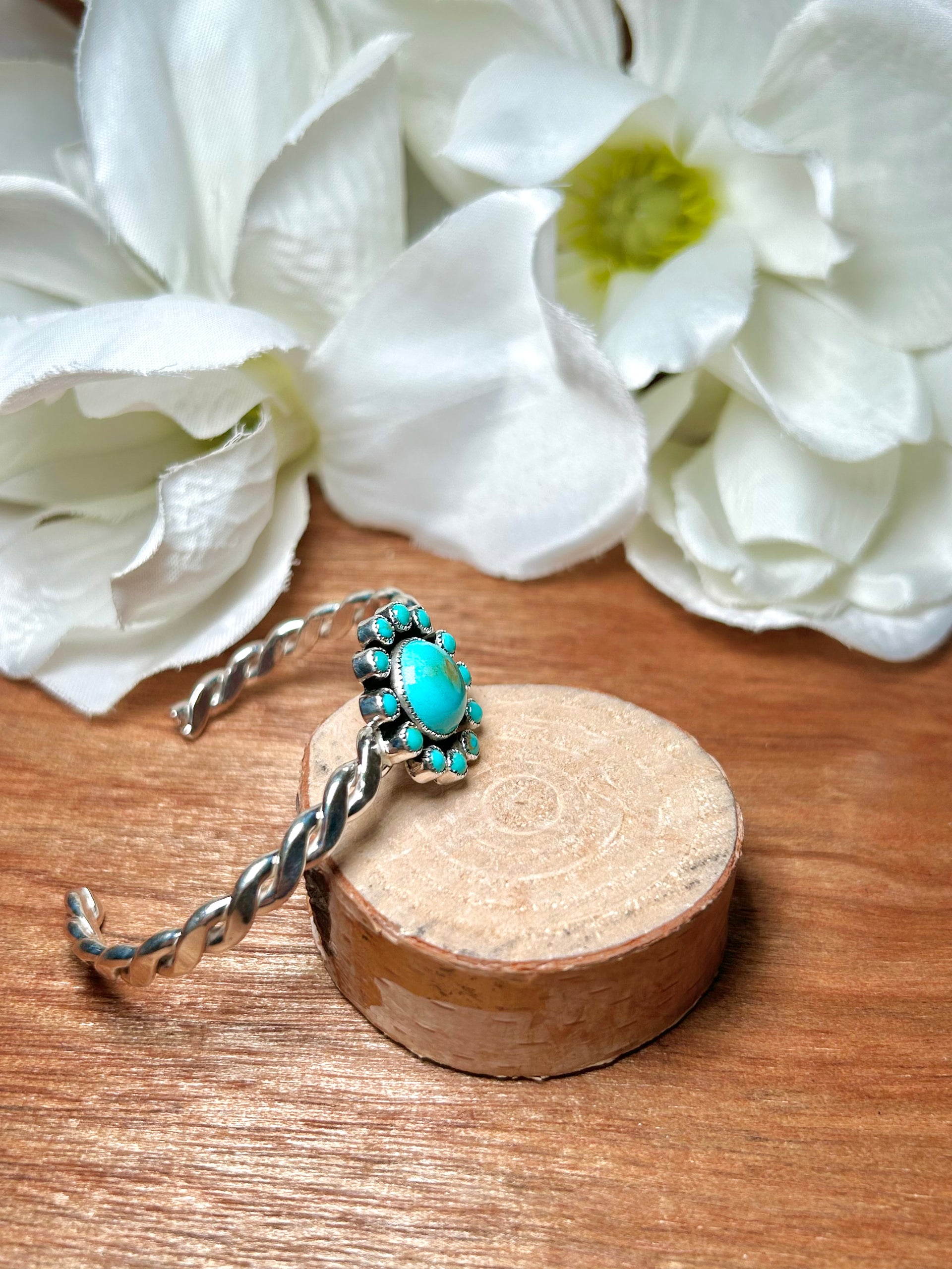 Navajo Made Kingman Turquoise & Sterling Silver Cuff Bracelet