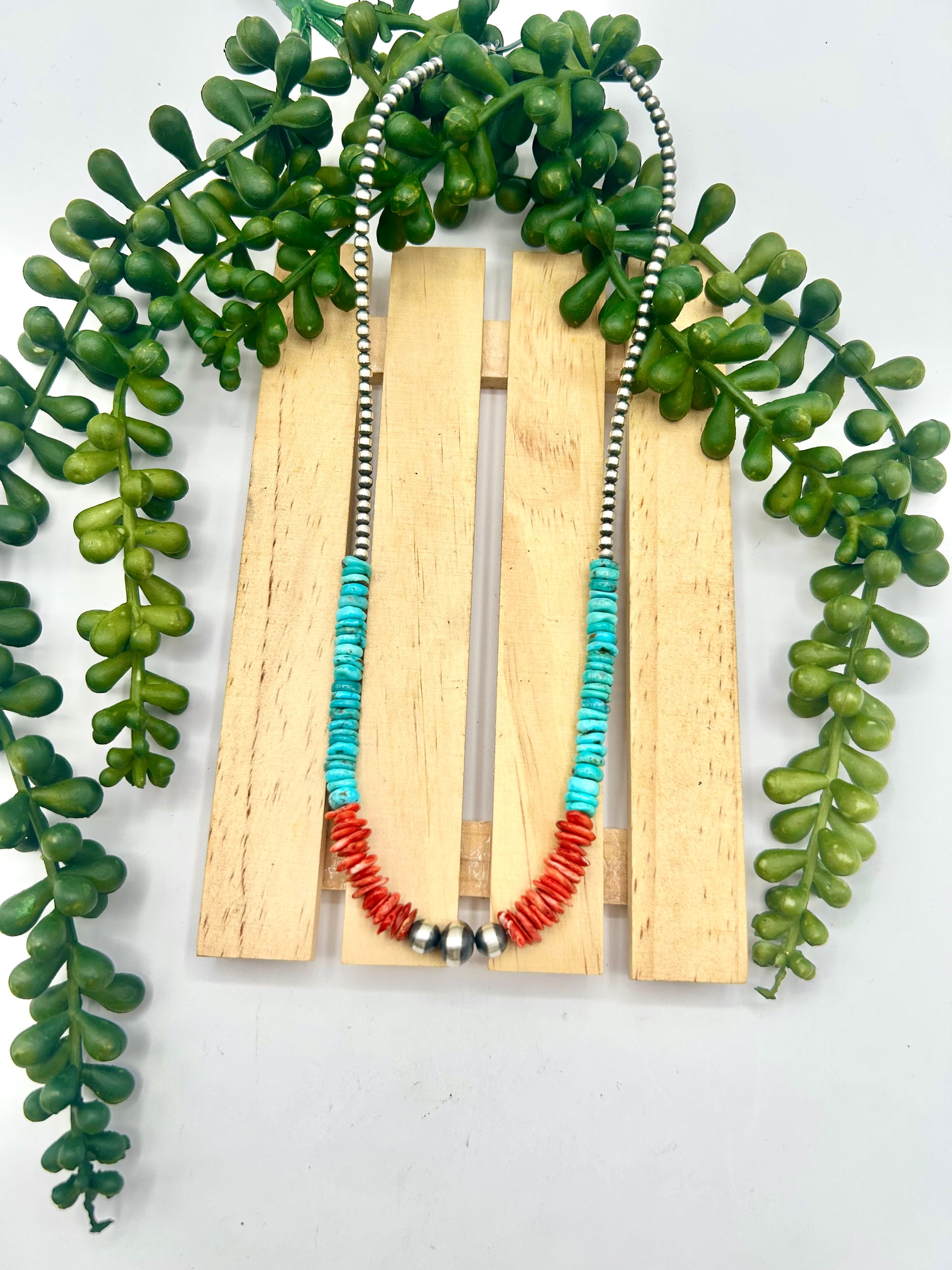 Navajo Made Strung Multi Stone & Sterling Silver Necklace