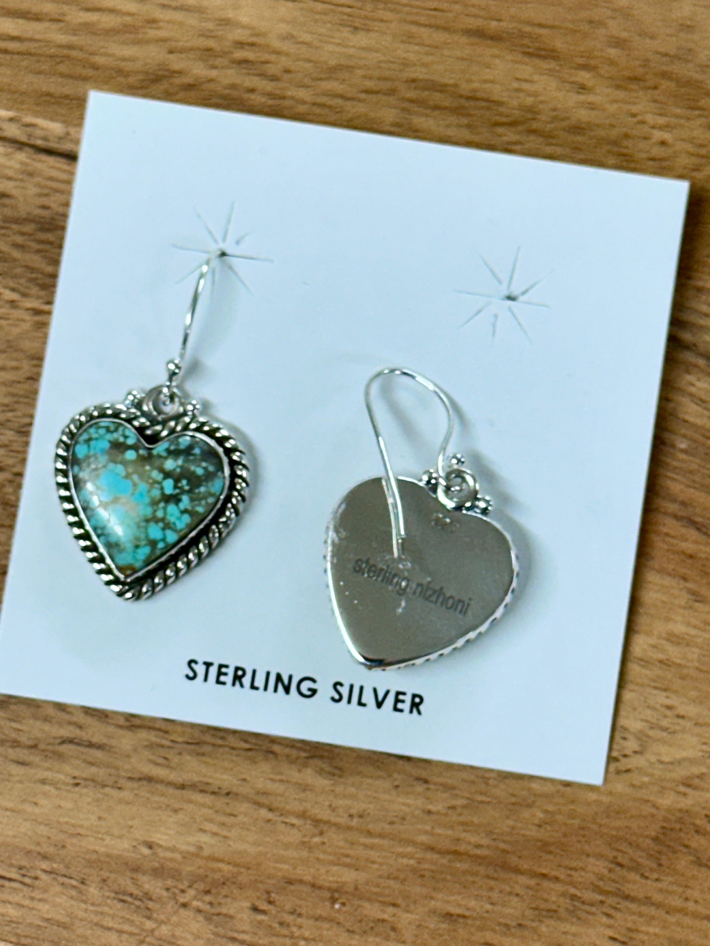 Southwest Handmade #8 Turquoise & Sterling Silver Dangle Earrings