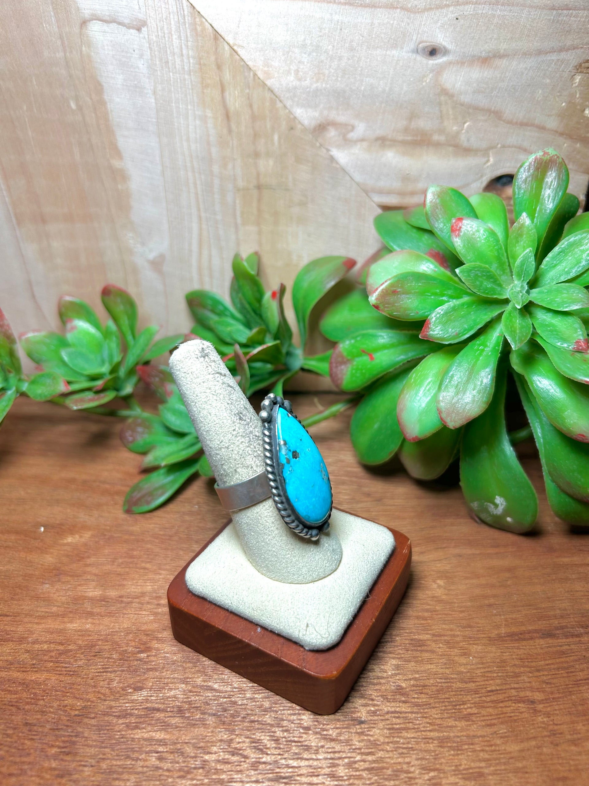 Zachariah David Blue Bird Turquoise & Sterling Silver Adjustable Ring