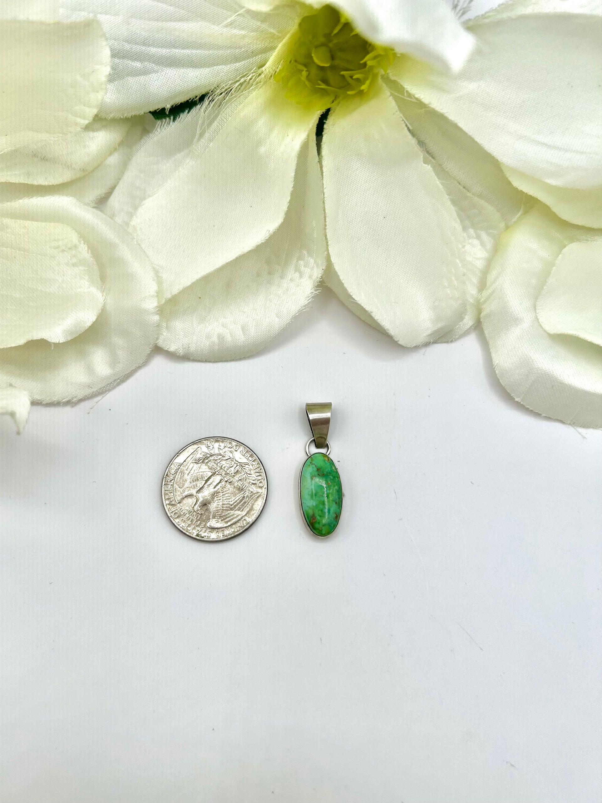Navajo Made Sonoran Gold Turquoise & Sterling Silver Pendant